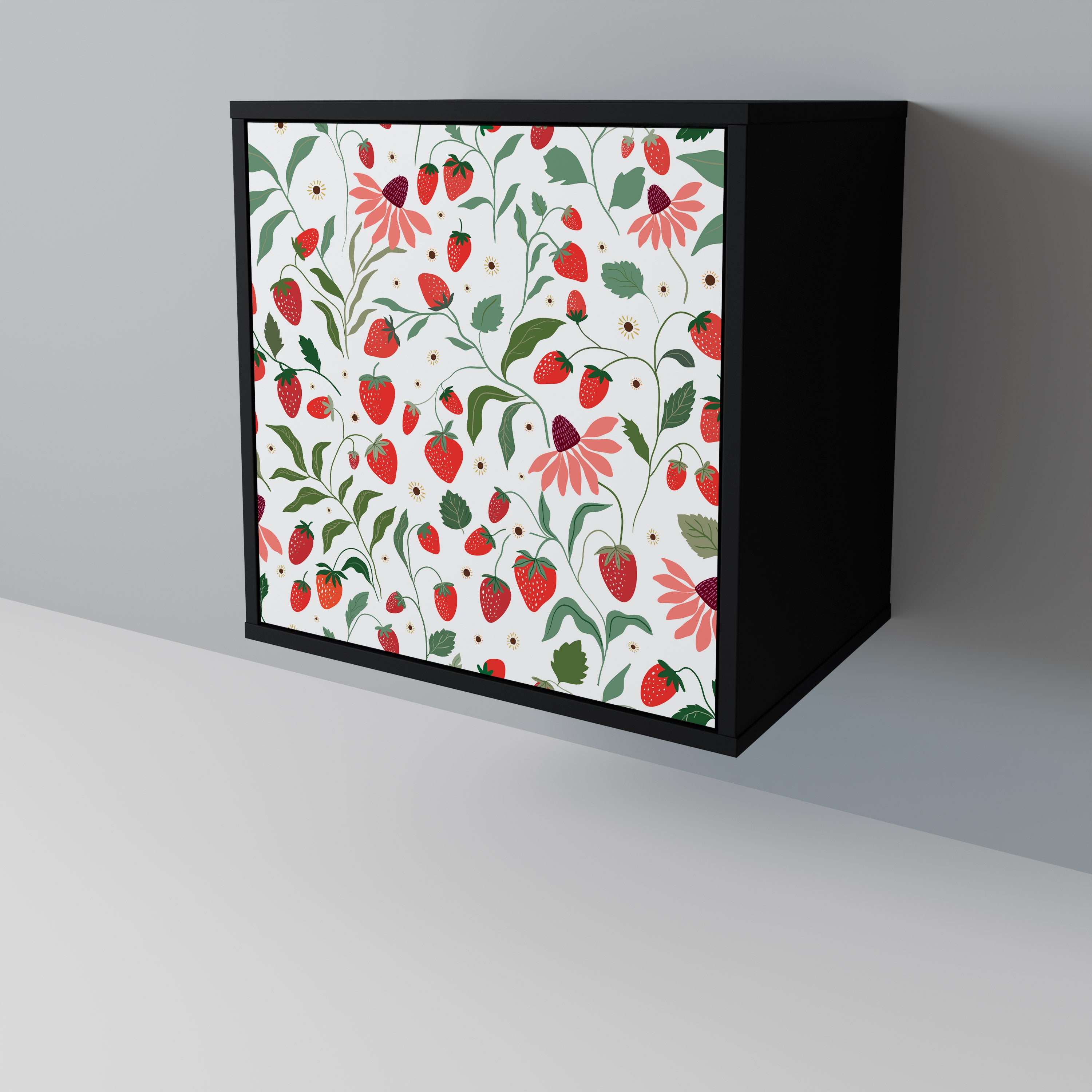 FLOWERS AND STRAWBERRIES Sideboard mit 1 Tür in Schwarz