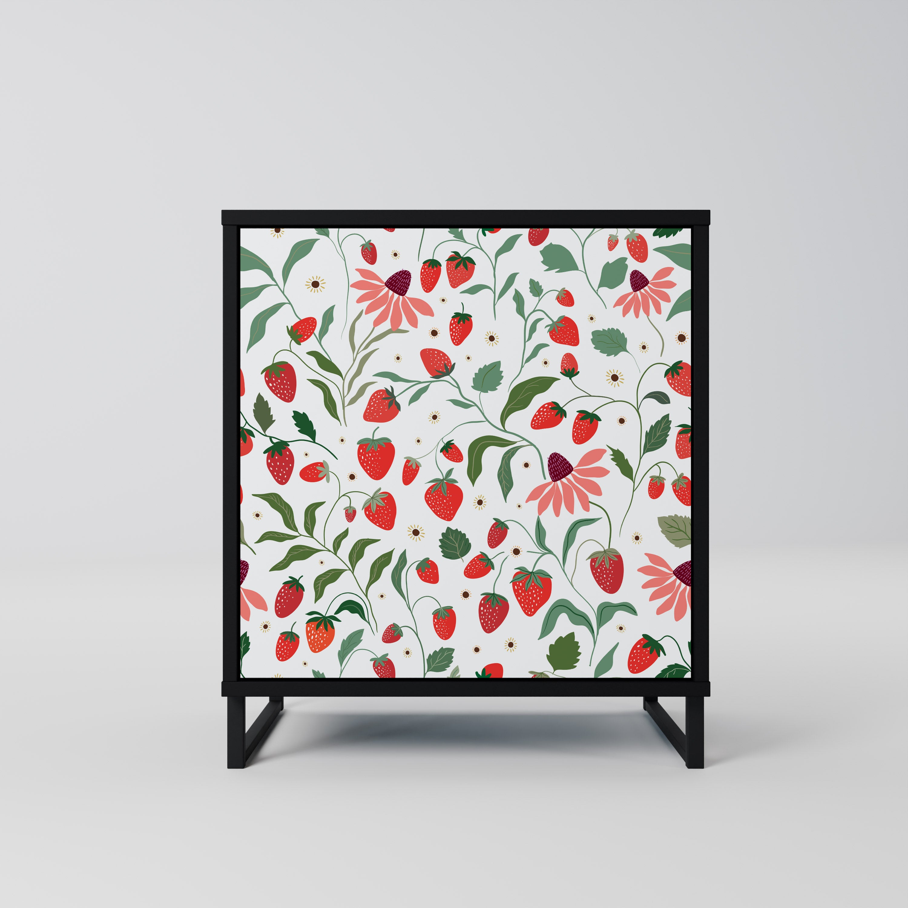 FLOWERS AND STRAWBERRIES Sideboard mit 1 Tür in Schwarz