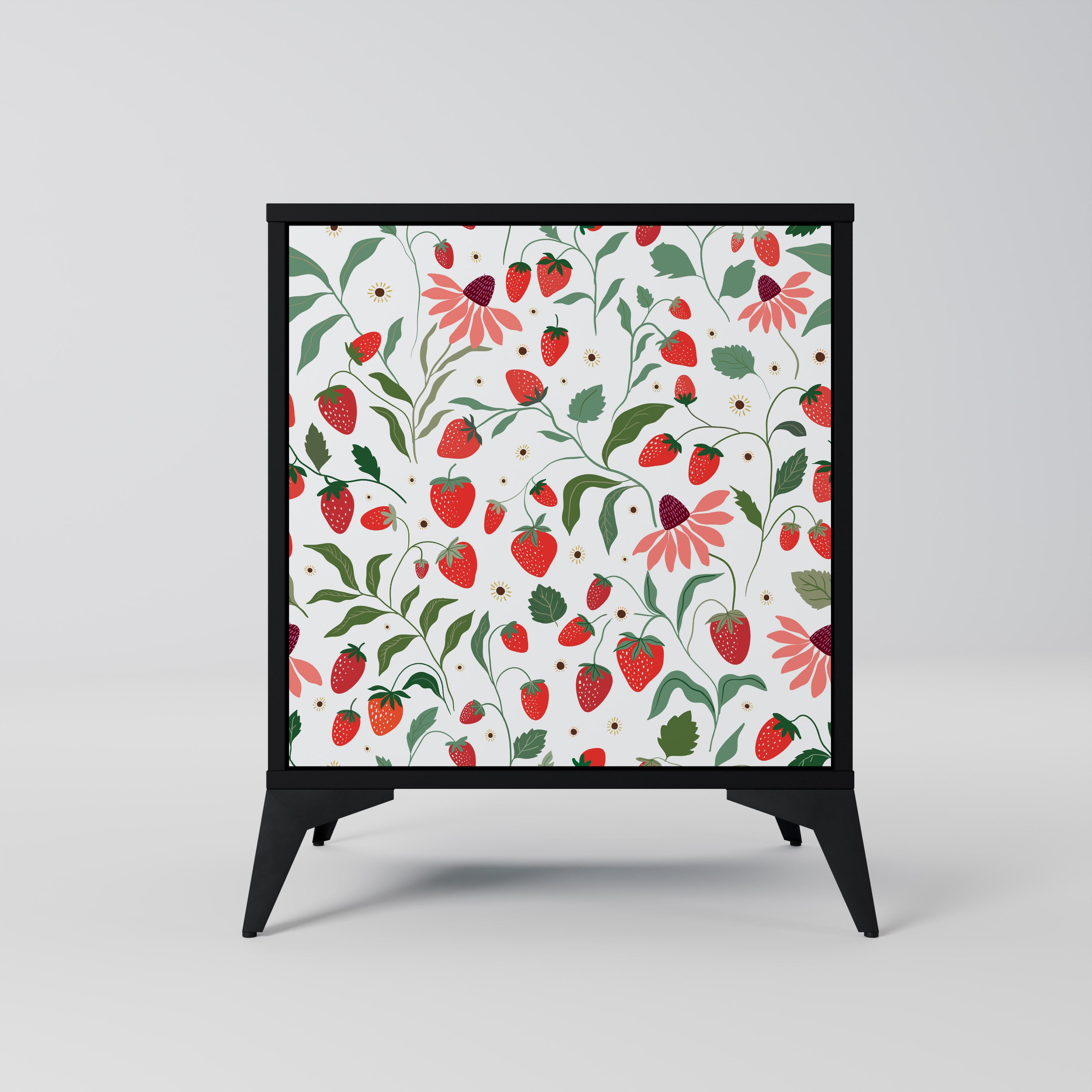 FLOWERS AND STRAWBERRIES Sideboard mit 1 Tür in Schwarz