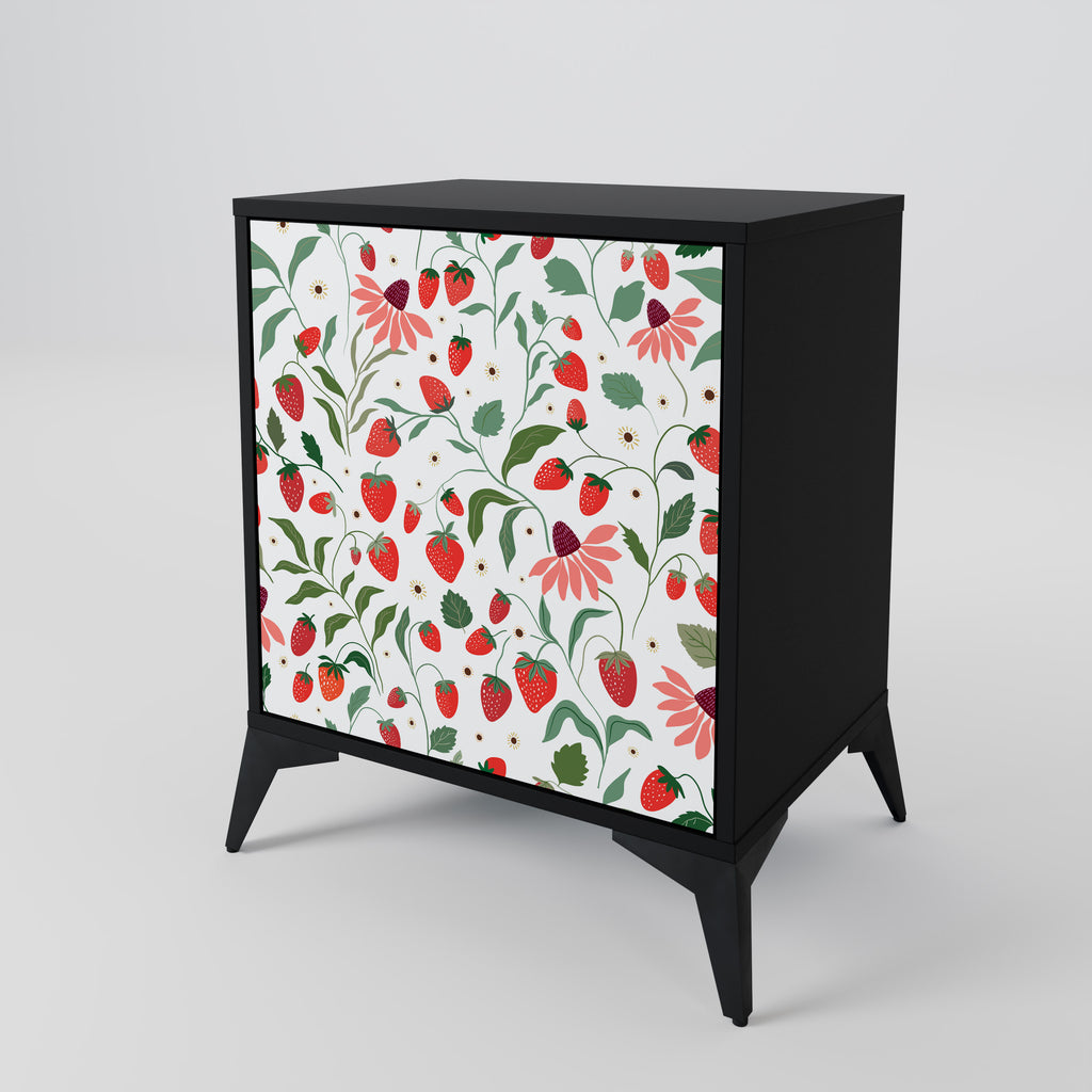 FLOWERS AND STRAWBERRIES Sideboard mit 1 Tür in Schwarz