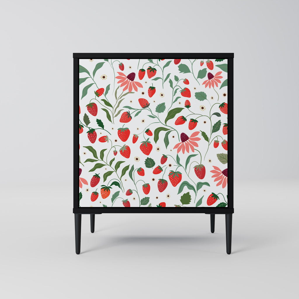 FLOWERS AND STRAWBERRIES Sideboard mit 1 Tür in Schwarz