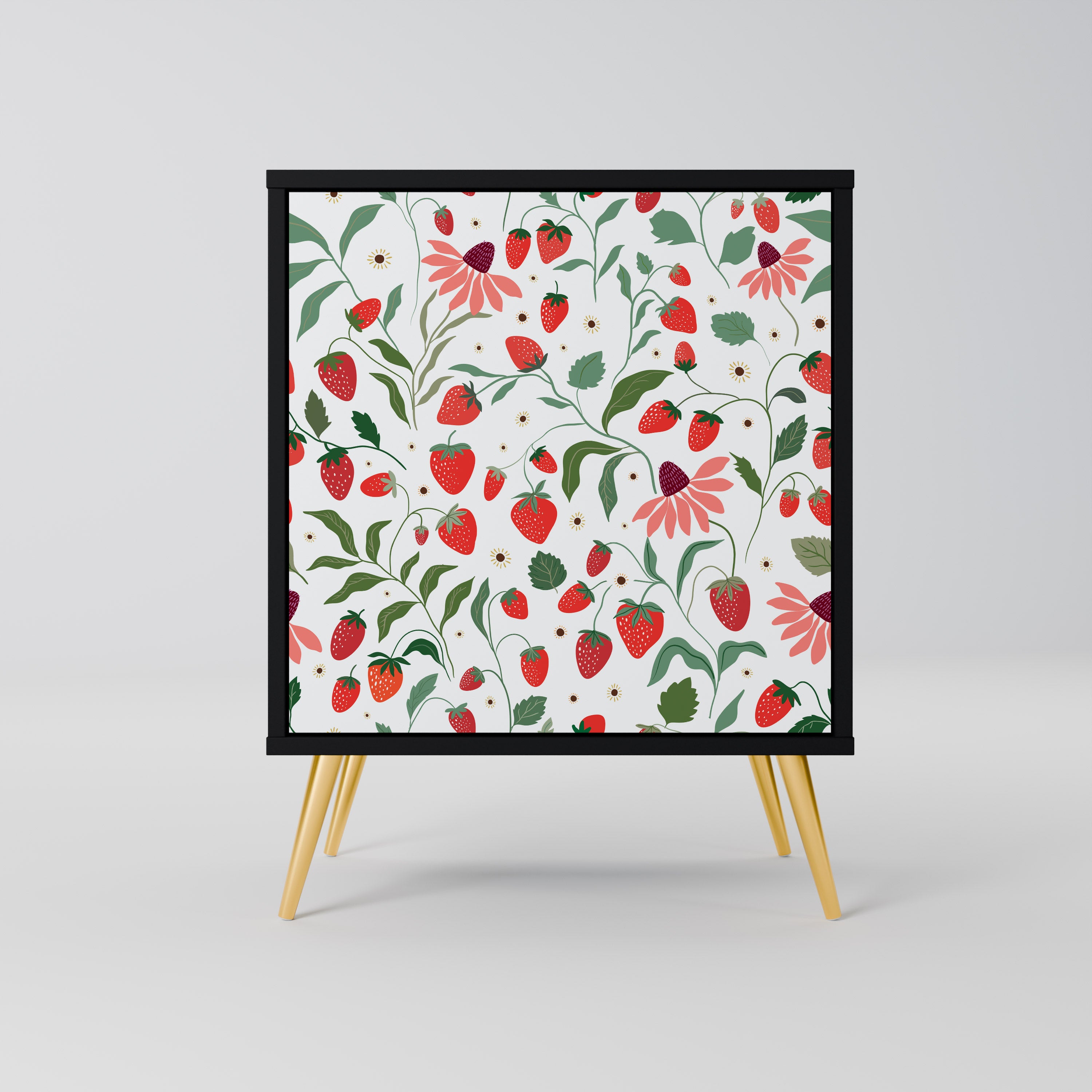 FLOWERS AND STRAWBERRIES Sideboard mit 1 Tür in Schwarz