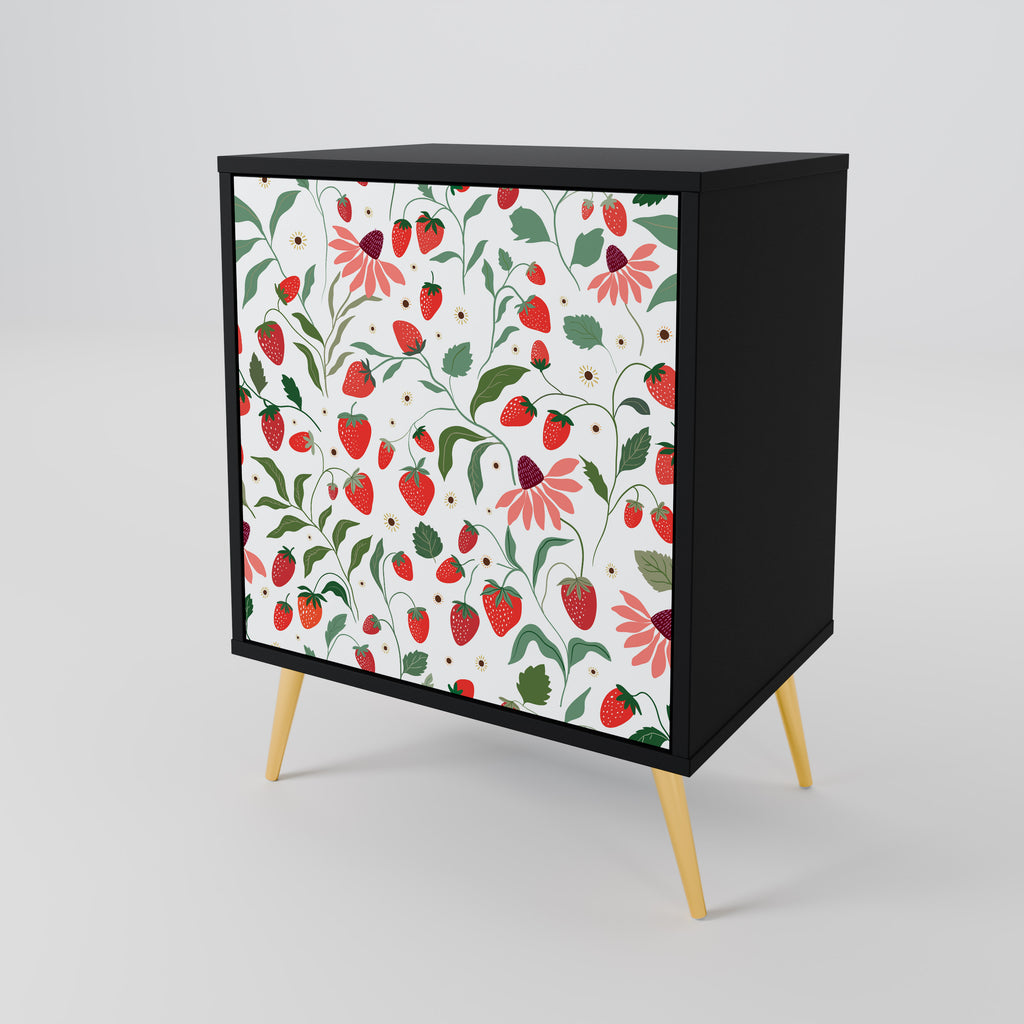 FLOWERS AND STRAWBERRIES Sideboard mit 1 Tür in Schwarz