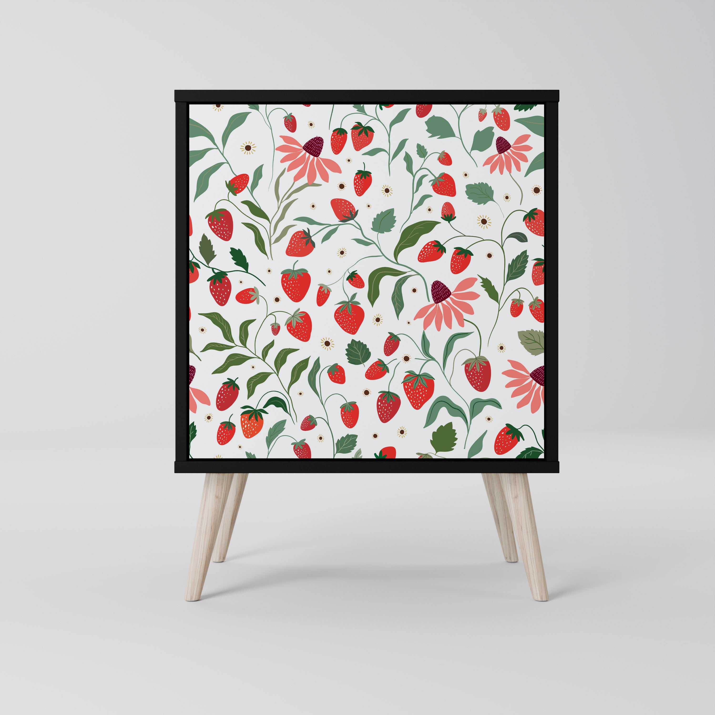 FLOWERS AND STRAWBERRIES Sideboard mit 1 Tür in Schwarz