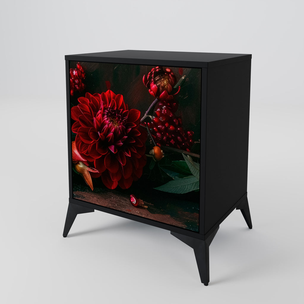 DAHLIAS AND POMEGRANATES Sideboard mit 1 Tür in Schwarz