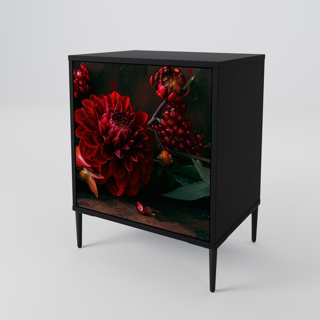 DAHLIAS AND POMEGRANATES Sideboard mit 1 Tür in Schwarz