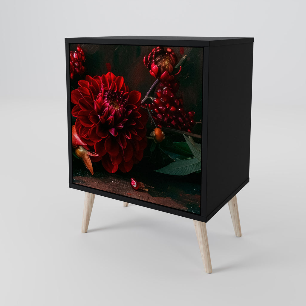 DAHLIAS AND POMEGRANATES Sideboard mit 1 Tür in Schwarz