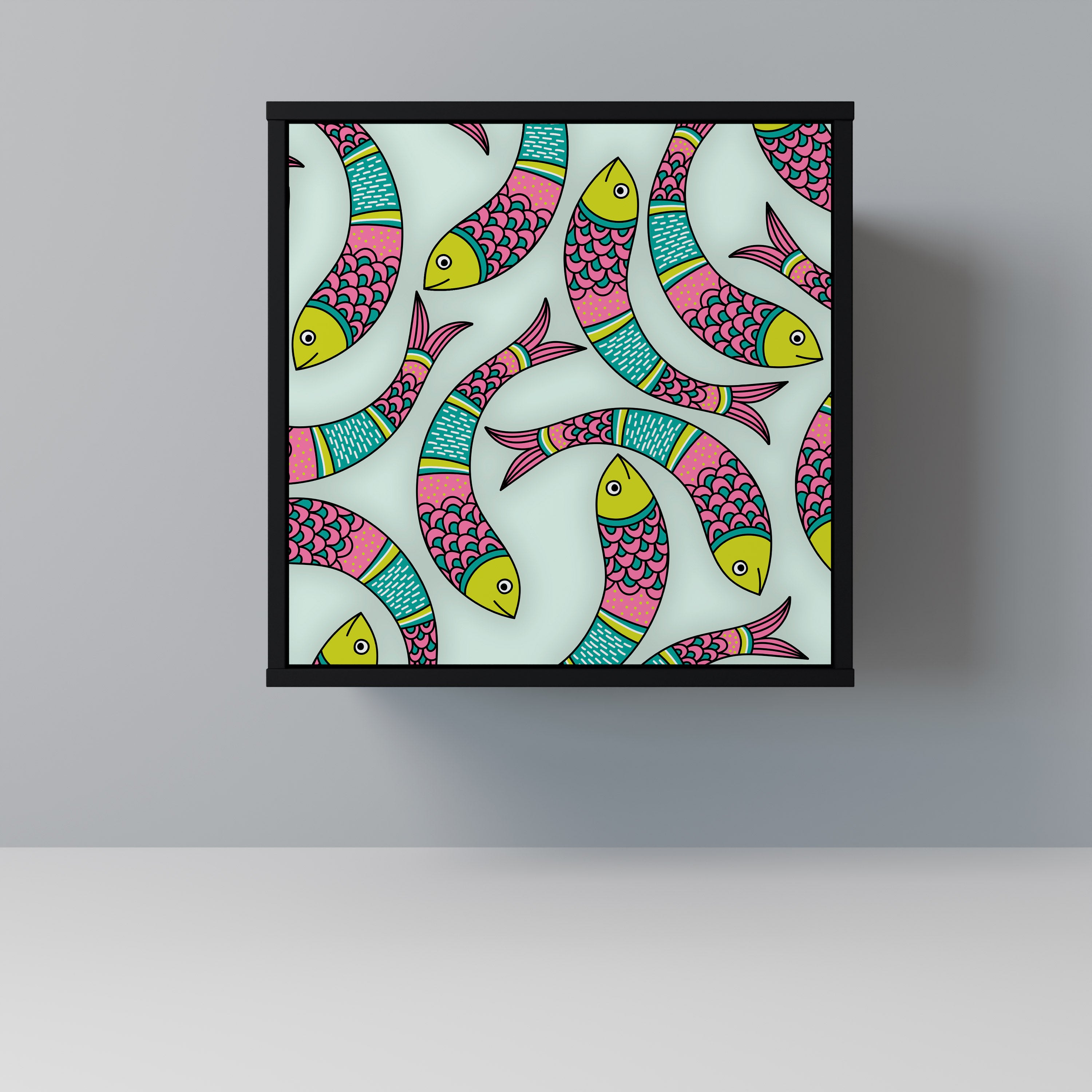 INDIAN FISH Sideboard mit 1 Tür in Schwarz