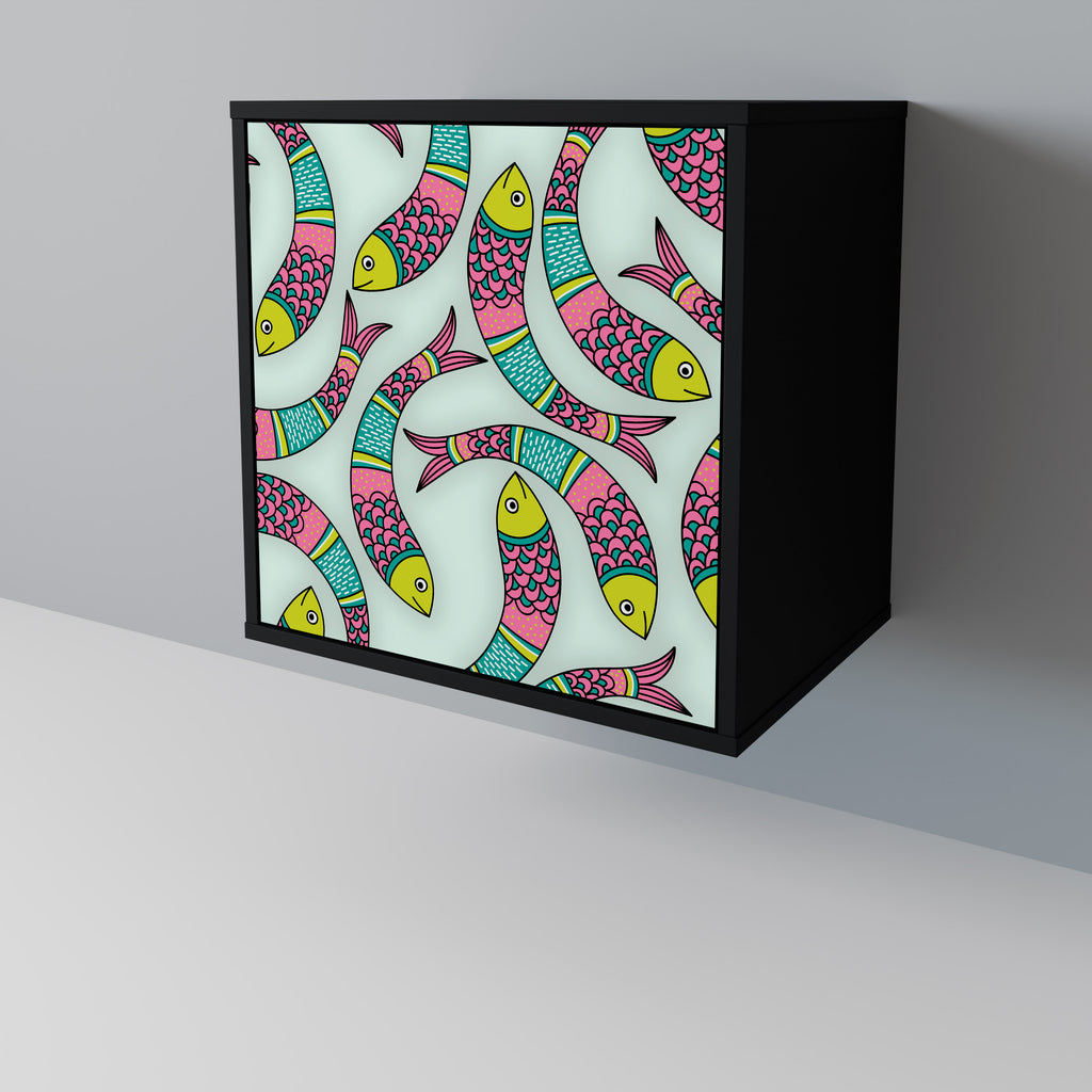 INDIAN FISH Sideboard mit 1 Tür in Schwarz