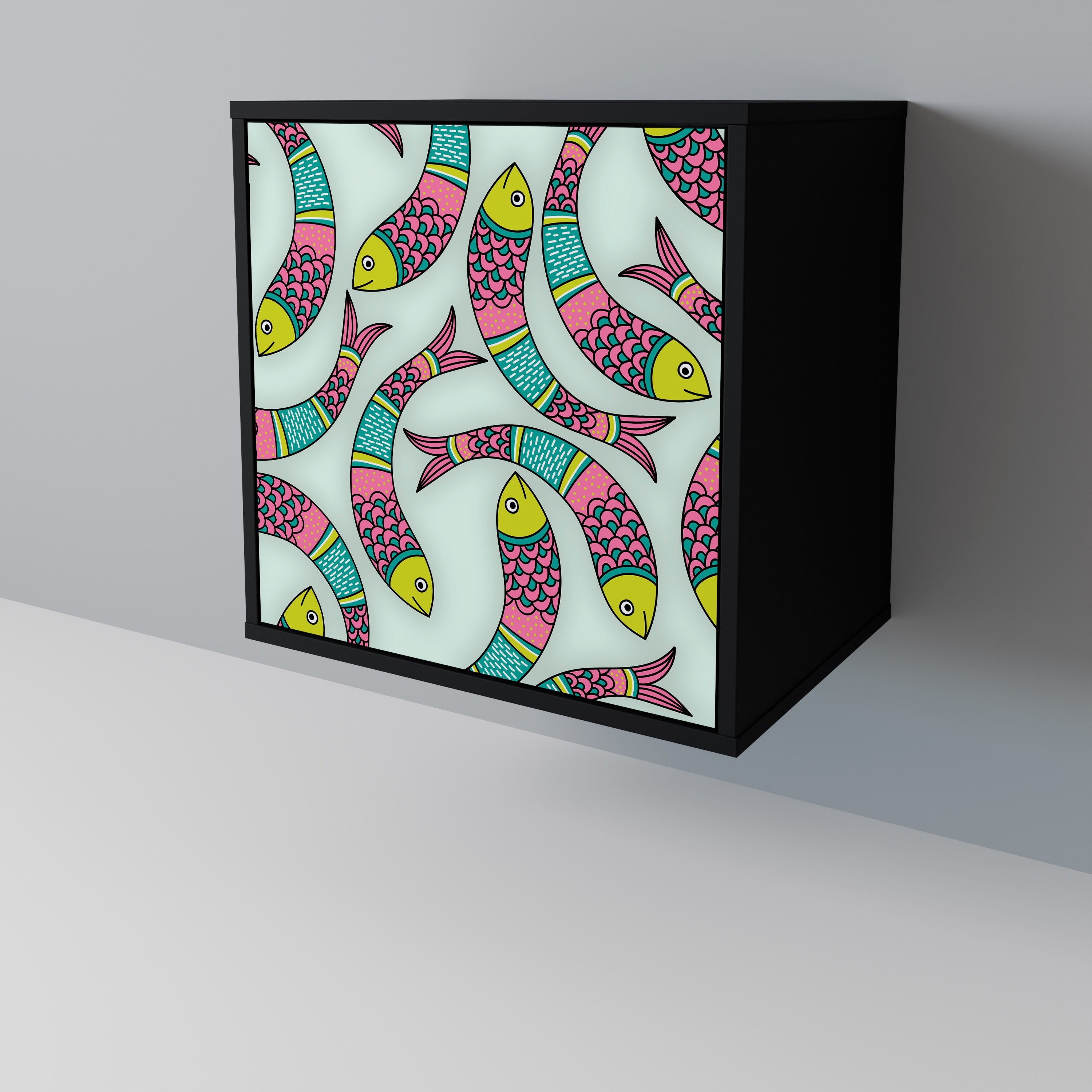 INDIAN FISH Sideboard mit 1 Tür in Schwarz