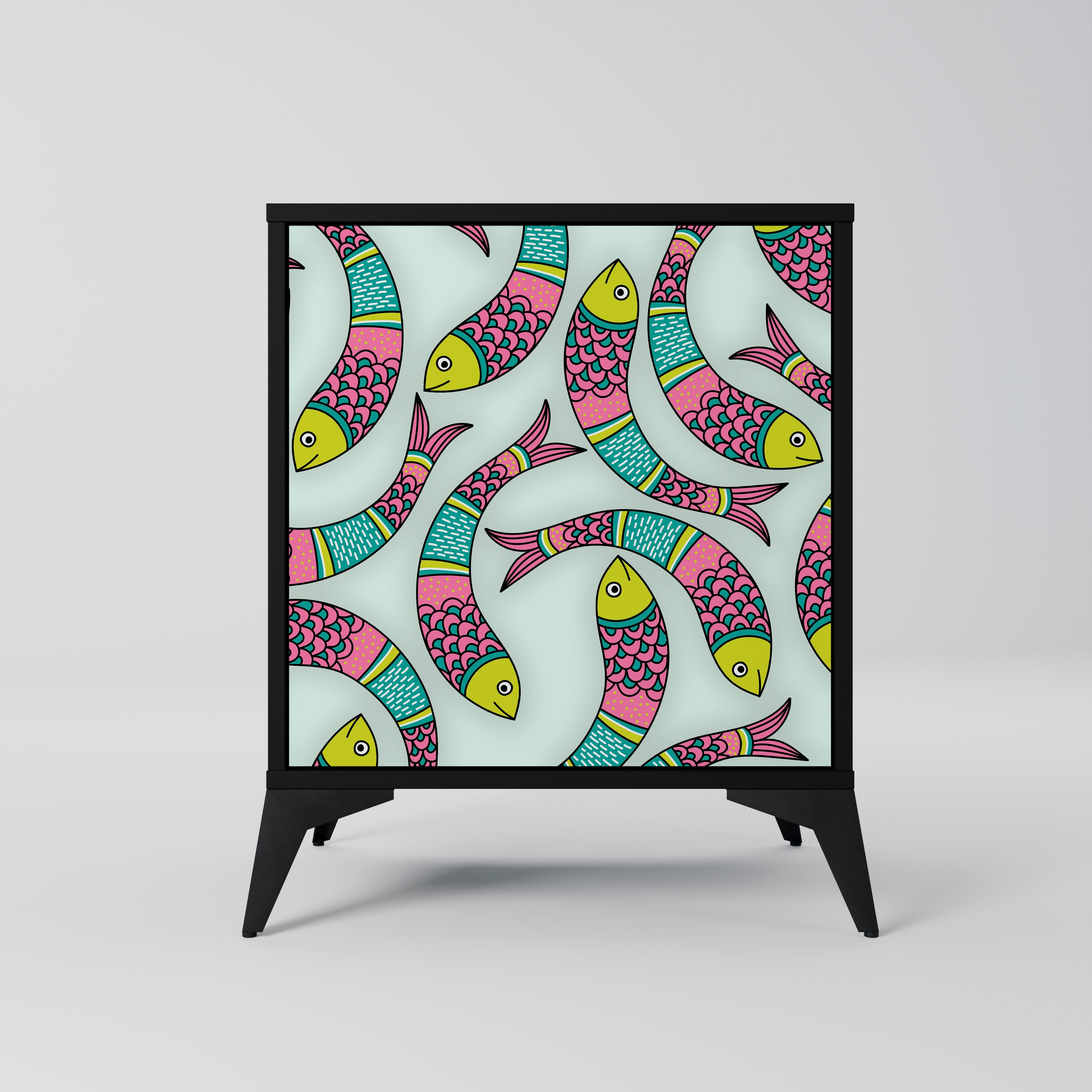 INDIAN FISH Sideboard mit 1 Tür in Schwarz