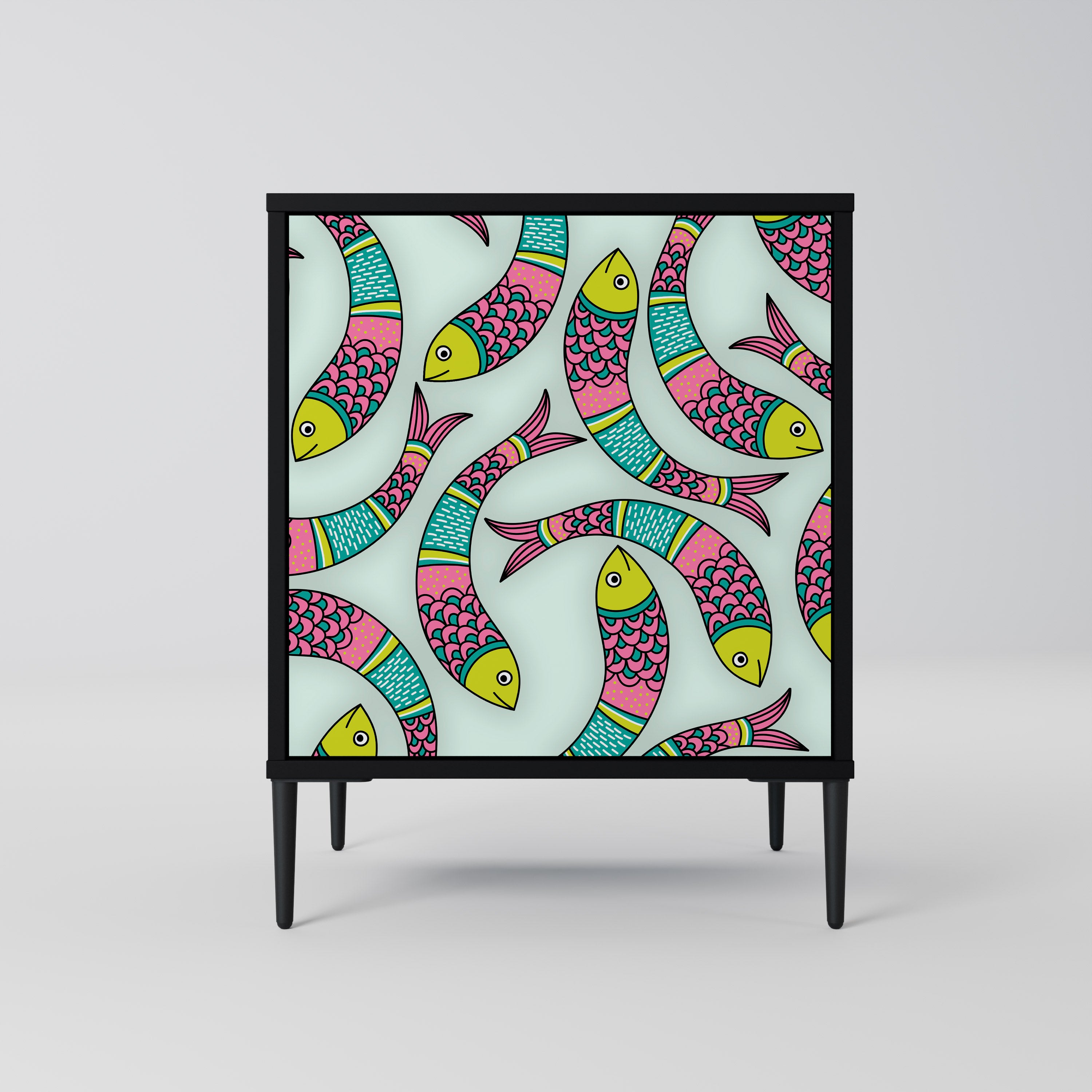 INDIAN FISH Sideboard mit 1 Tür in Schwarz