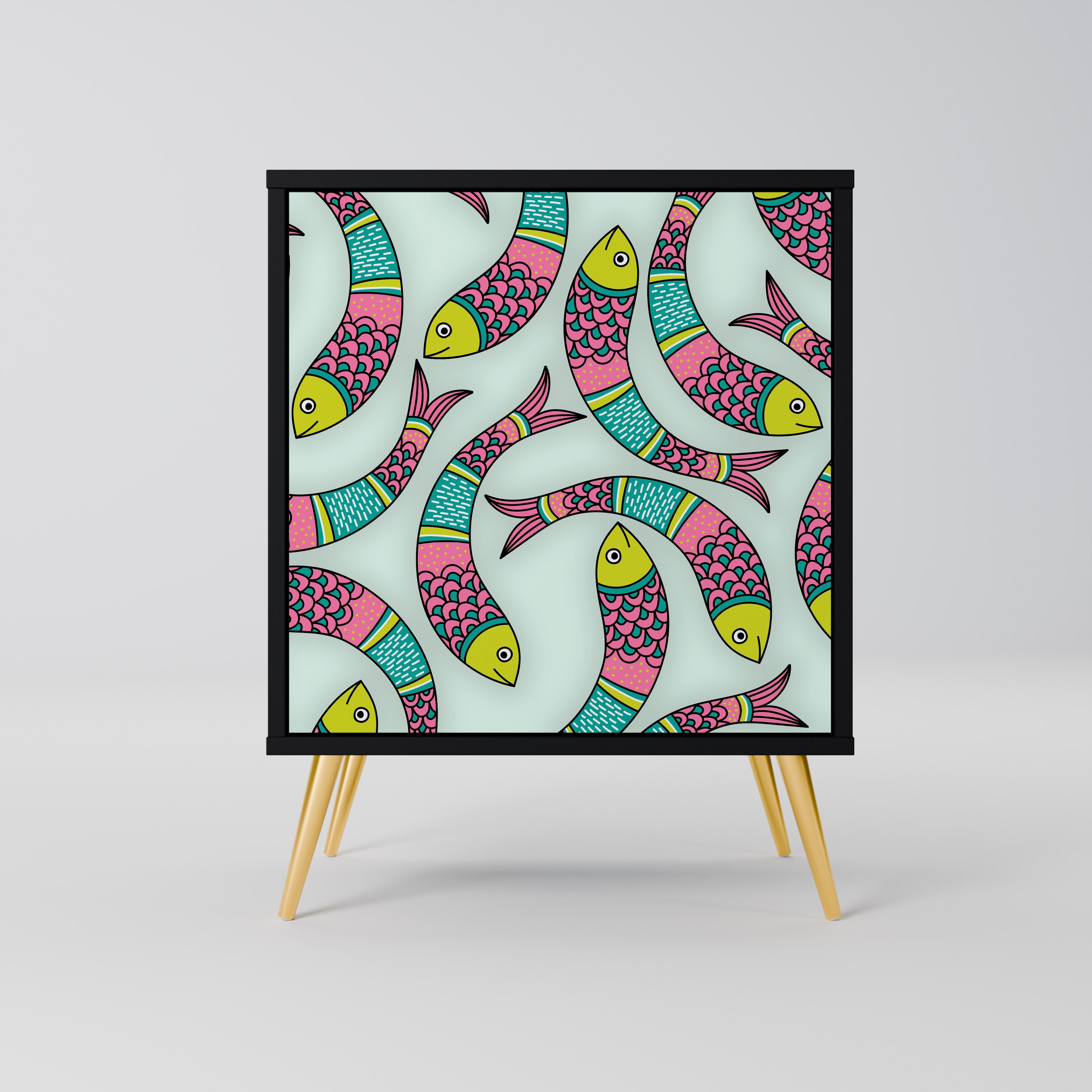 INDIAN FISH Sideboard mit 1 Tür in Schwarz