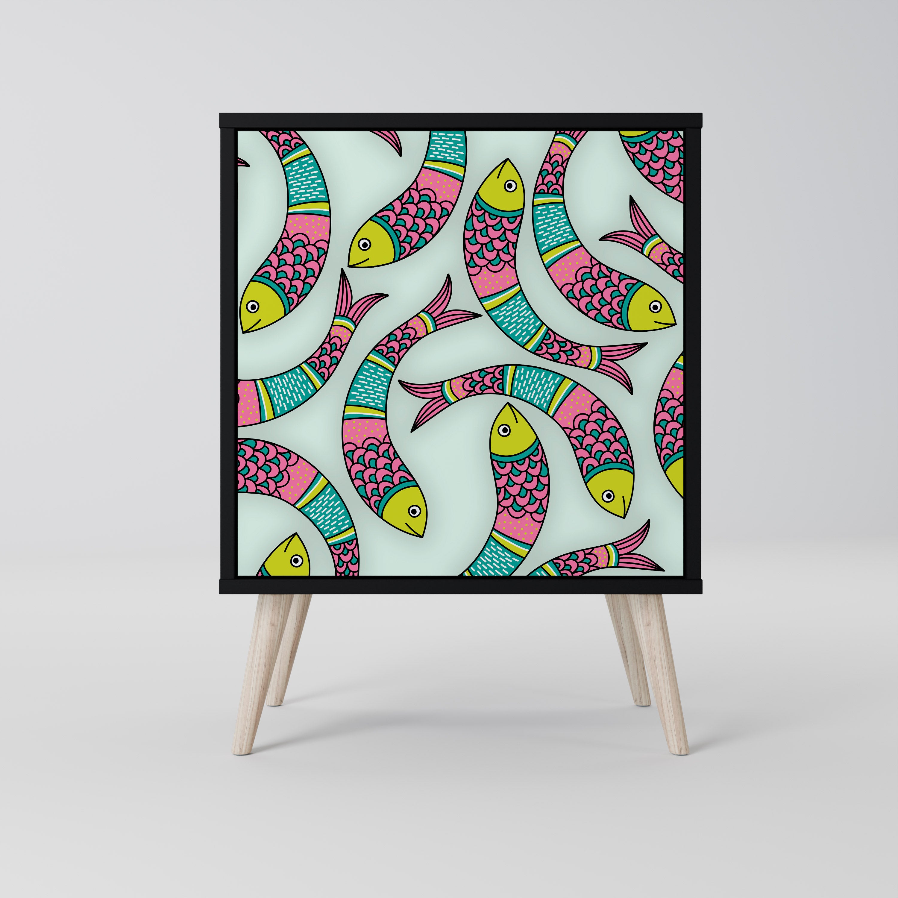 INDIAN FISH Sideboard mit 1 Tür in Schwarz