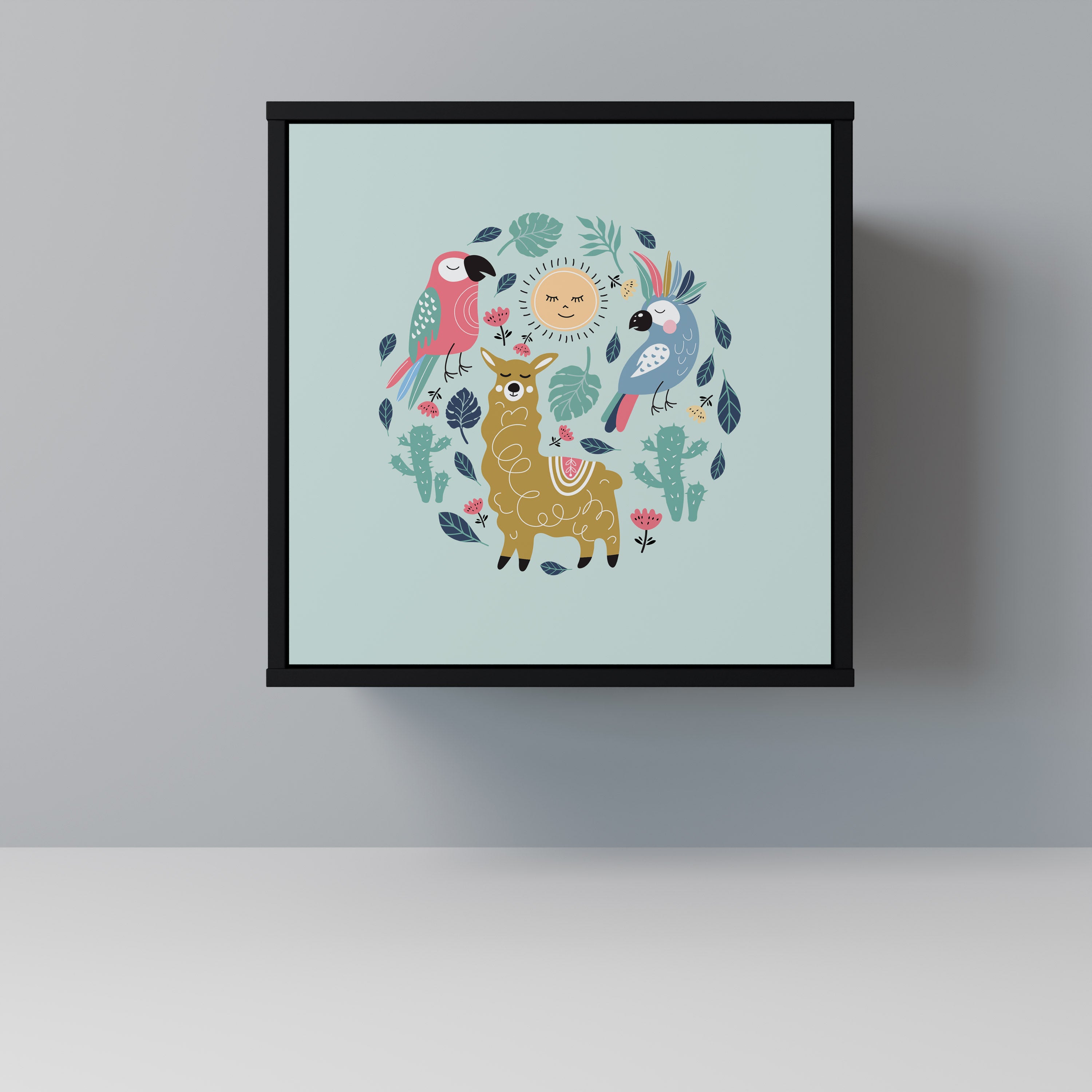 COLORFUL ALPACAS Sideboard mit 1 Tür in Schwarz