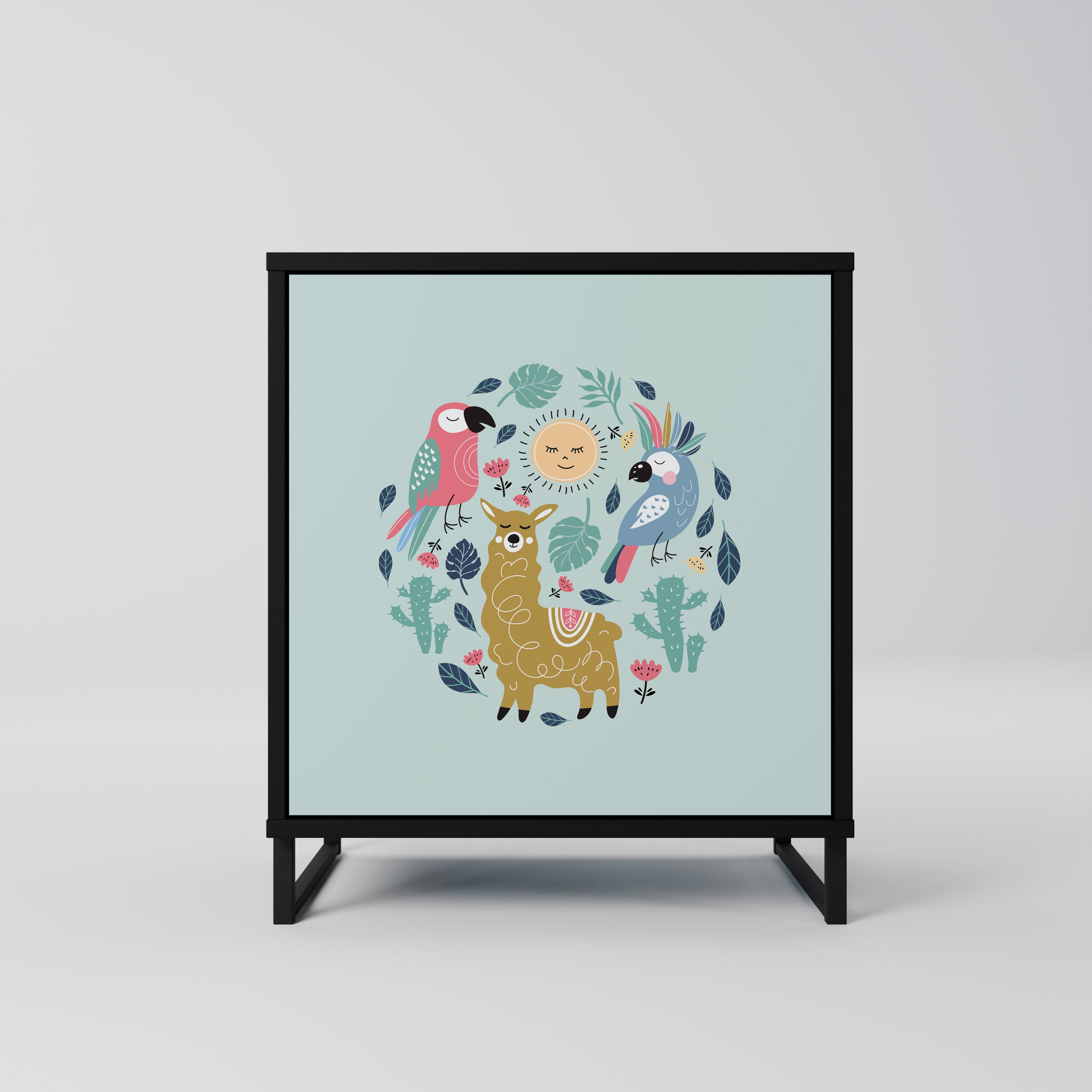 COLORFUL ALPACAS Sideboard mit 1 Tür in Schwarz