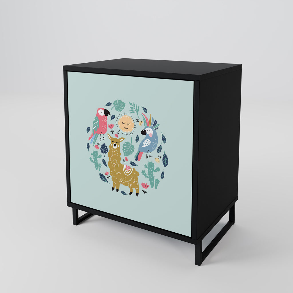 COLORFUL ALPACAS Sideboard mit 1 Tür in Schwarz