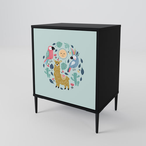 COLORFUL ALPACAS Sideboard mit 1 Tür in Schwarz