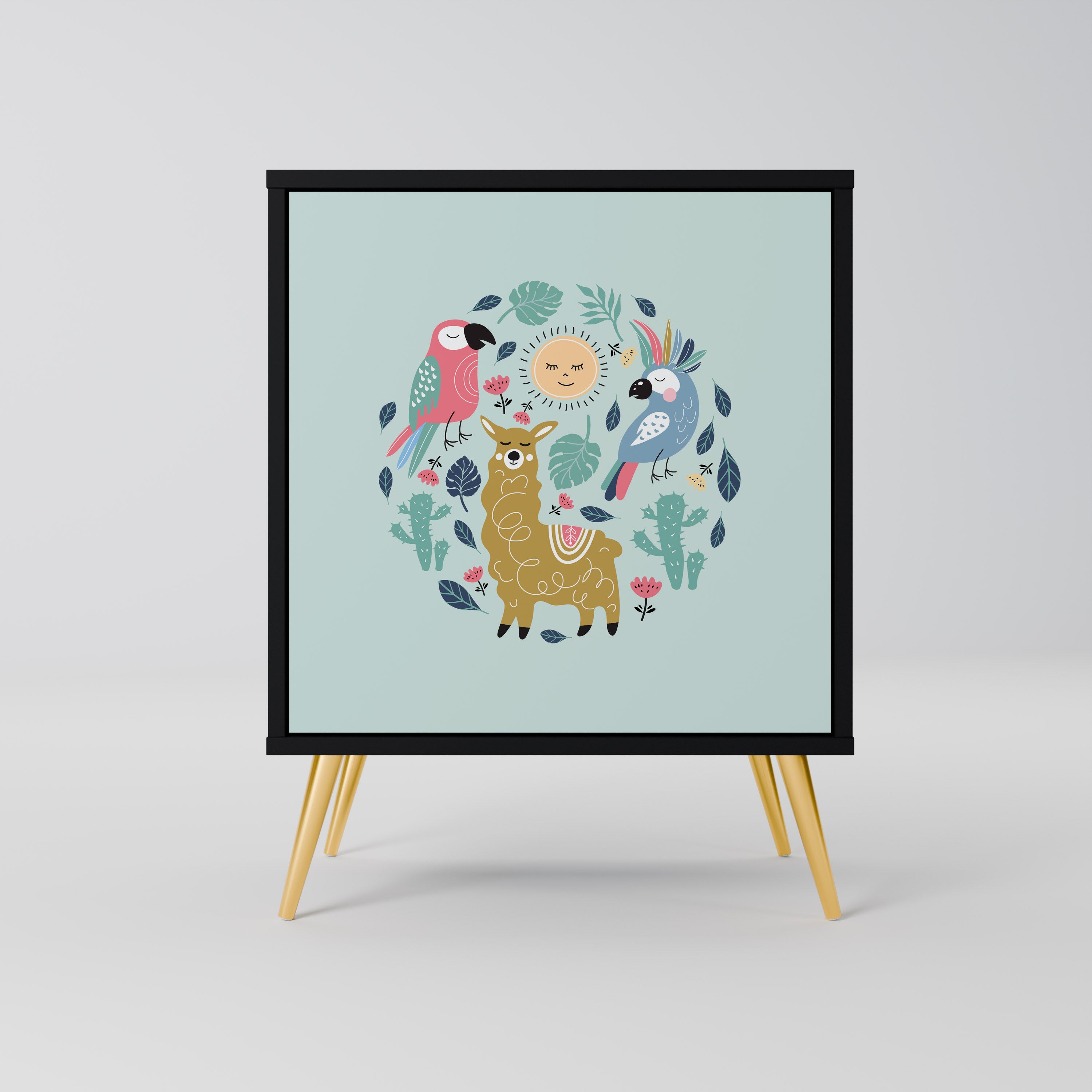 COLORFUL ALPACAS Sideboard mit 1 Tür in Schwarz