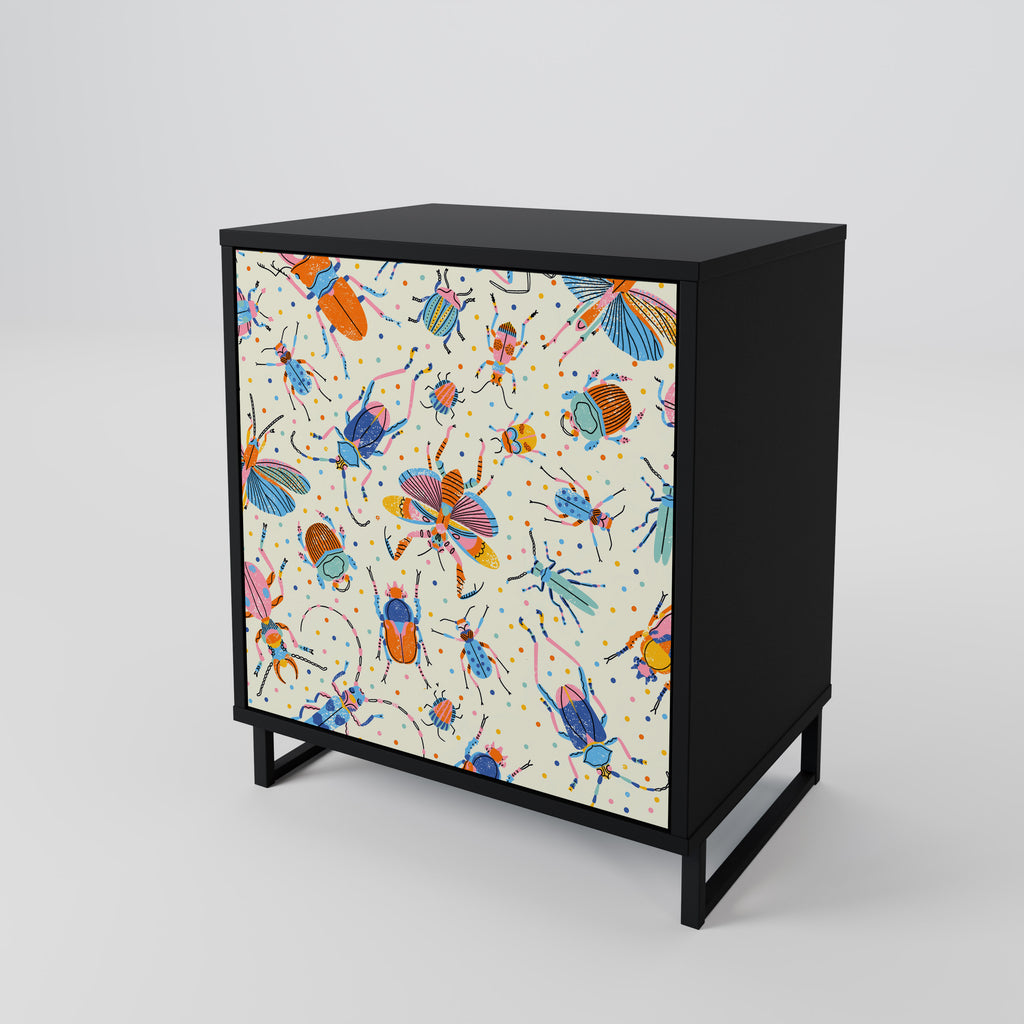 COLORFUL INSECTS Sideboard mit 1 Tür in Schwarz