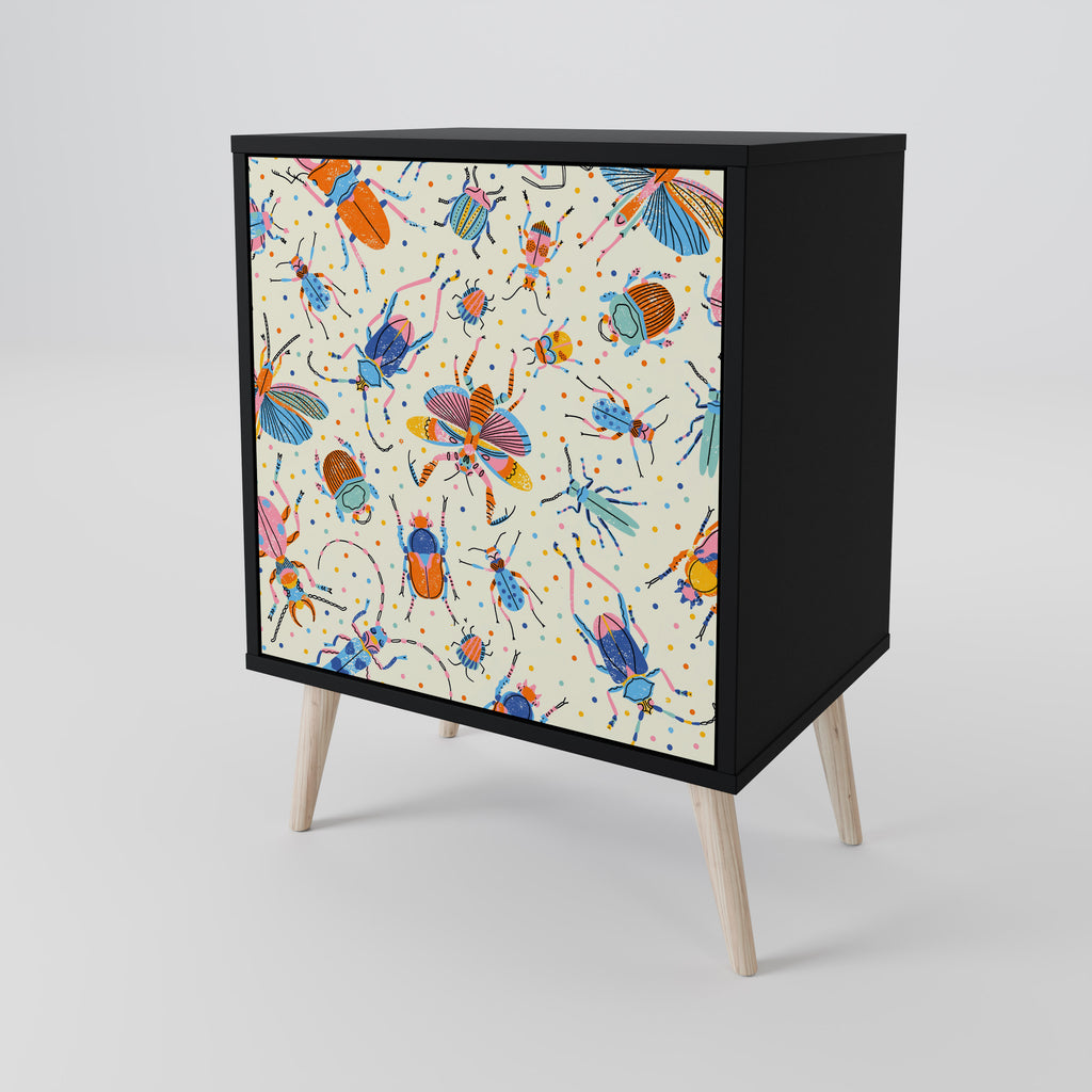 COLORFUL INSECTS Sideboard mit 1 Tür in Schwarz
