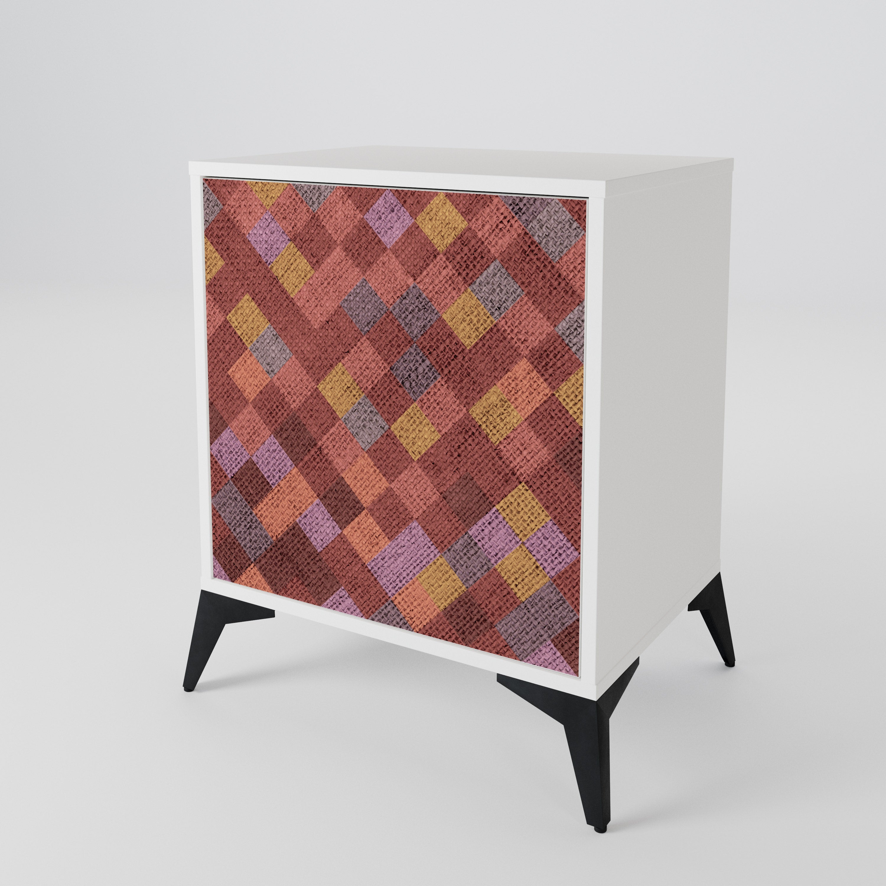 PAINTED SQUARES 1-Door Sideboard