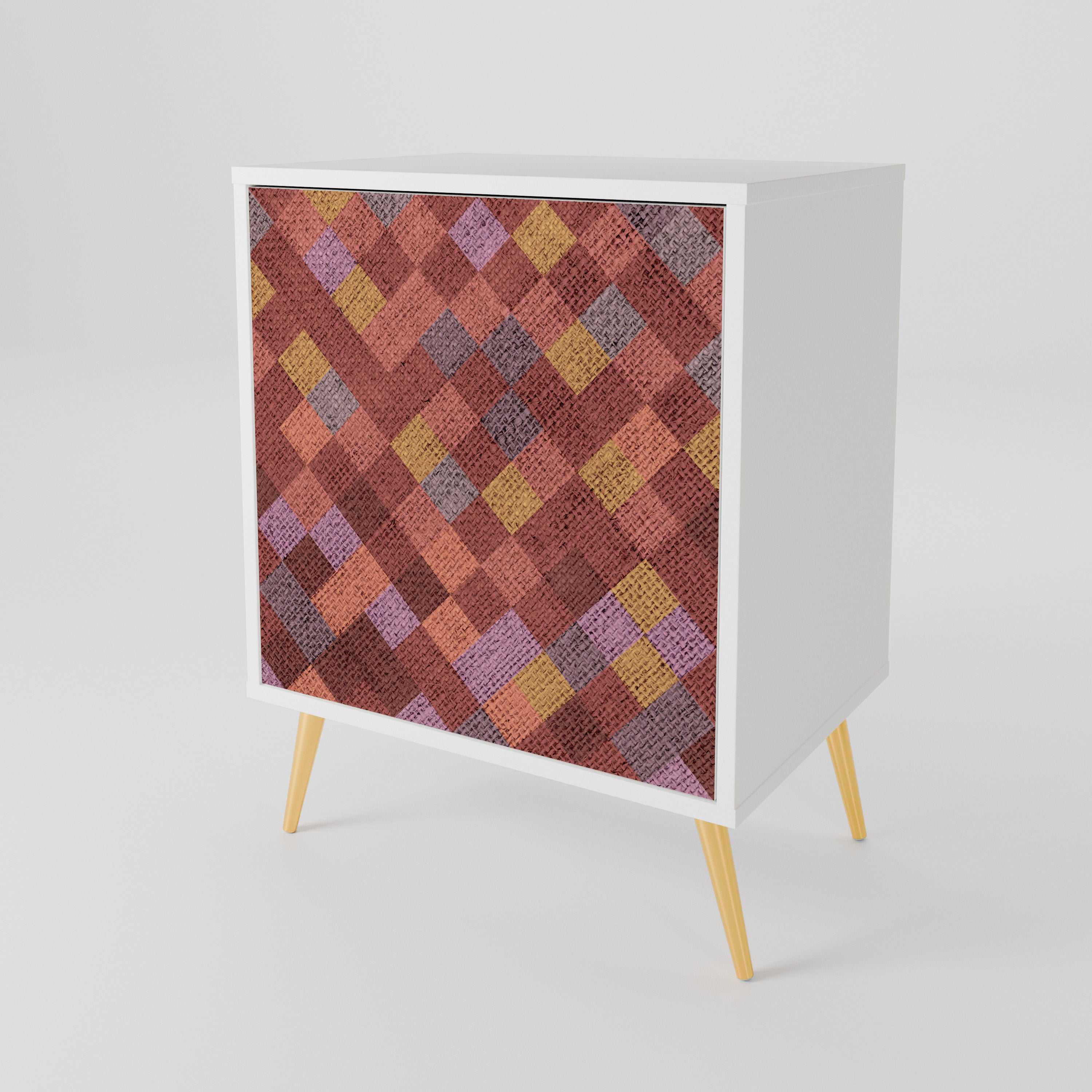 PAINTED SQUARES 1-Door Sideboard