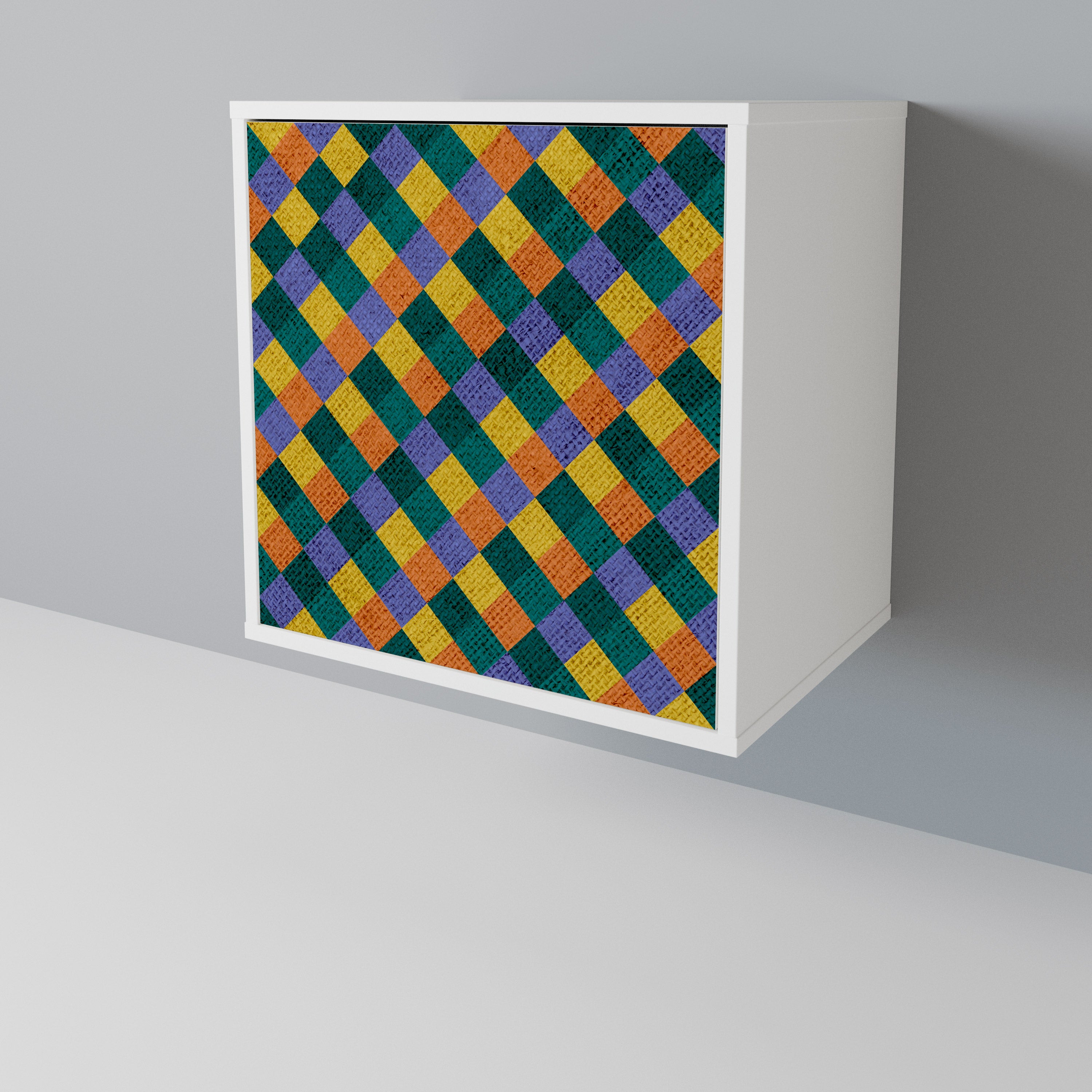 PAINTED SQUARES MIX 1-Door Sideboard