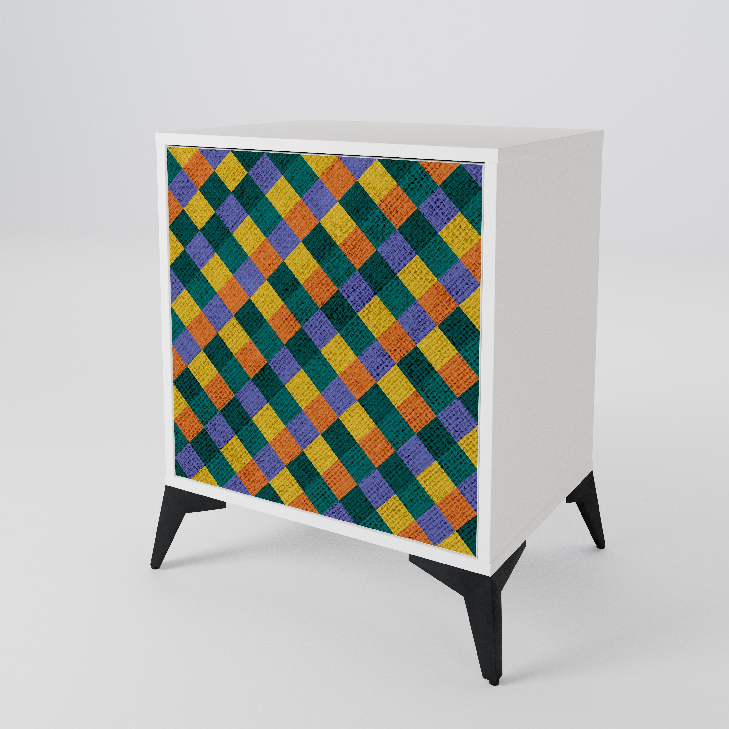 PAINTED SQUARES MIX 1-Door Sideboard