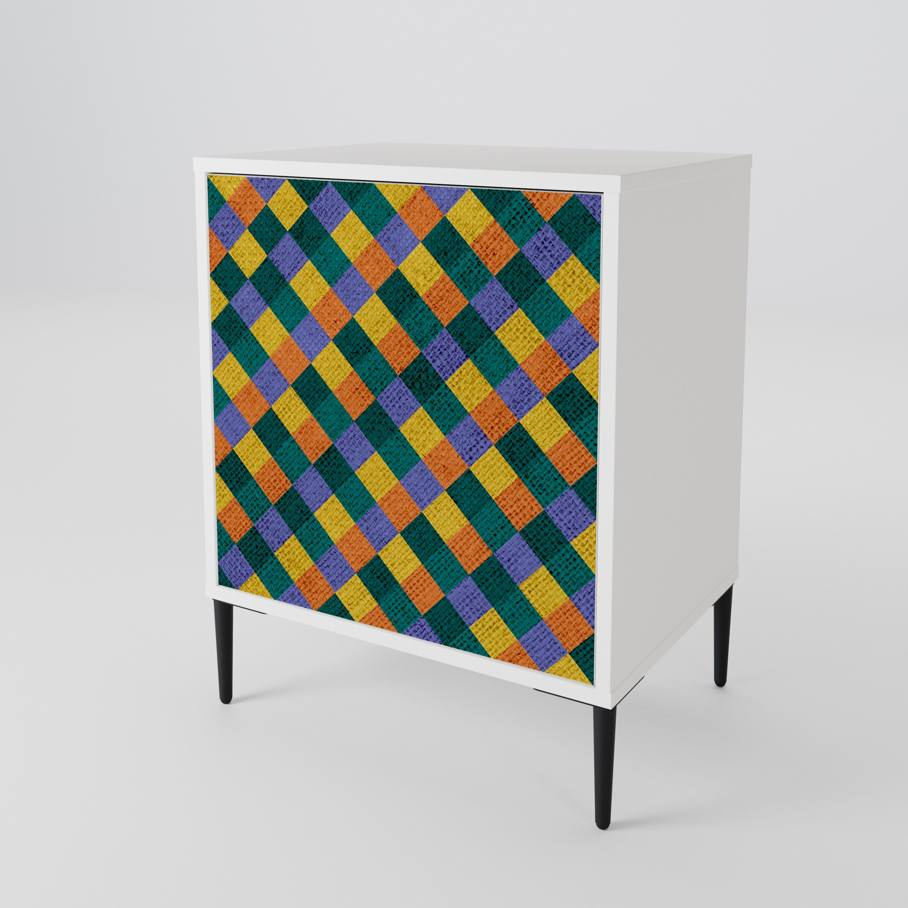 PAINTED SQUARES MIX 1-Door Sideboard
