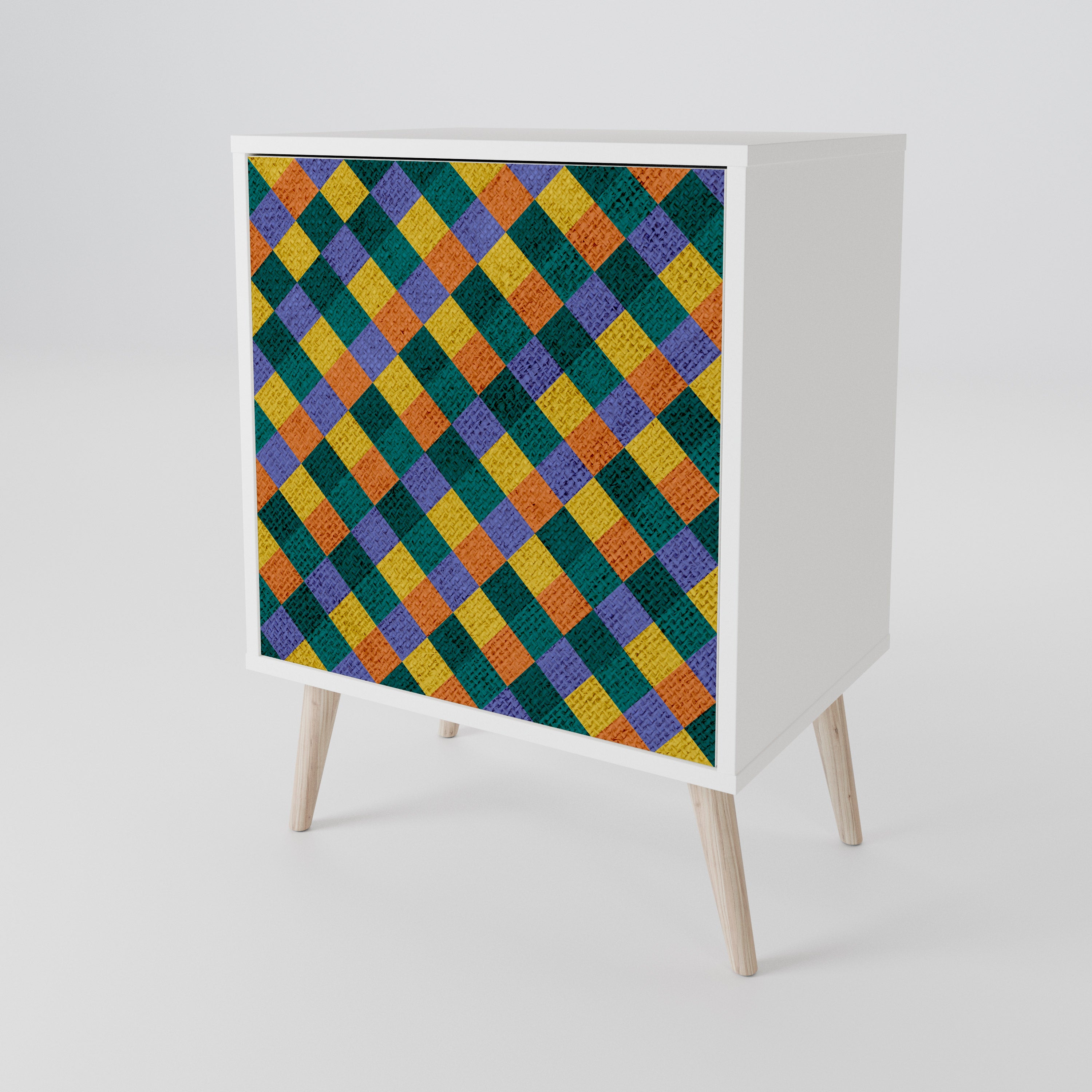 PAINTED SQUARES MIX 1-Door Sideboard