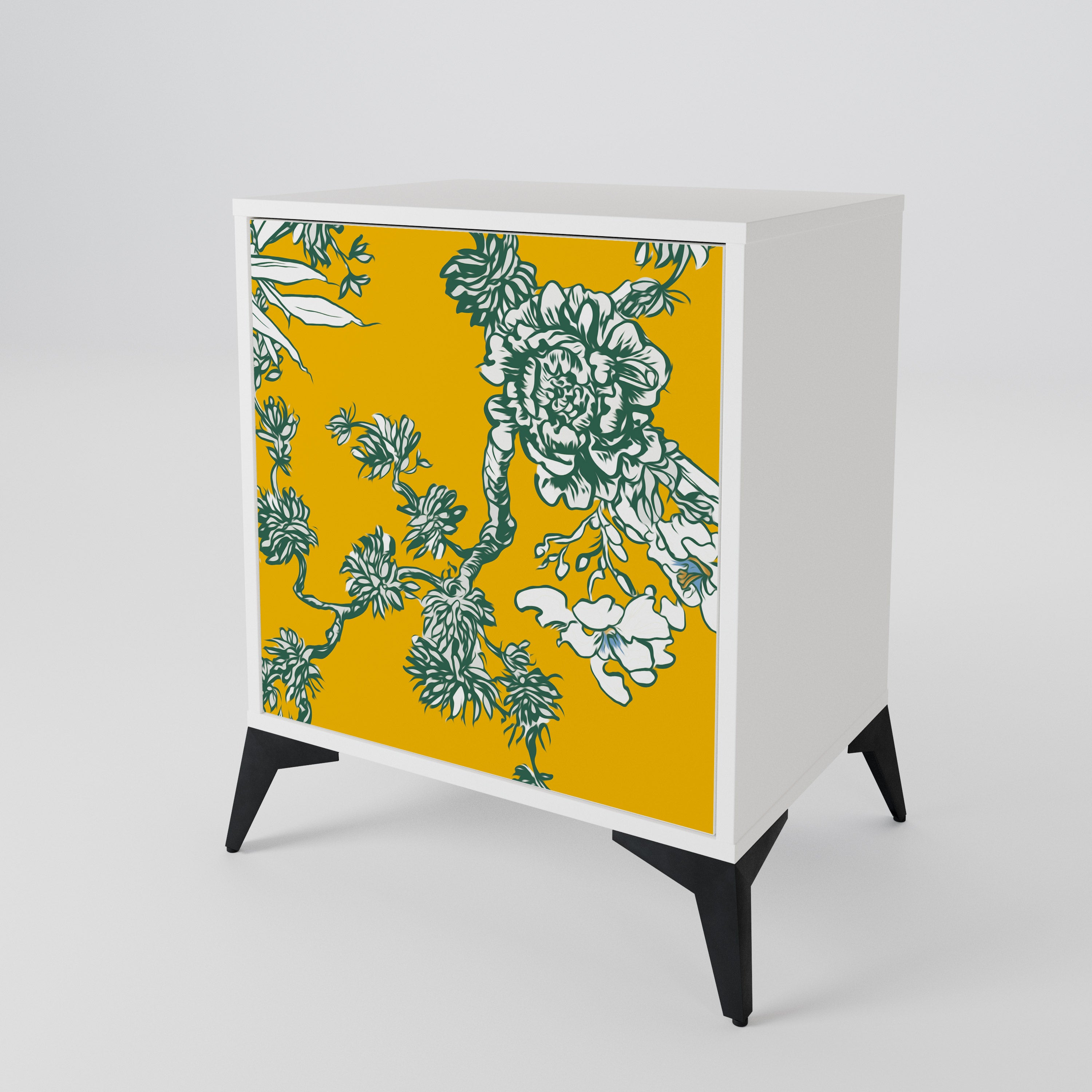YELLOW CHINOISERIE 1-Door Sideboard