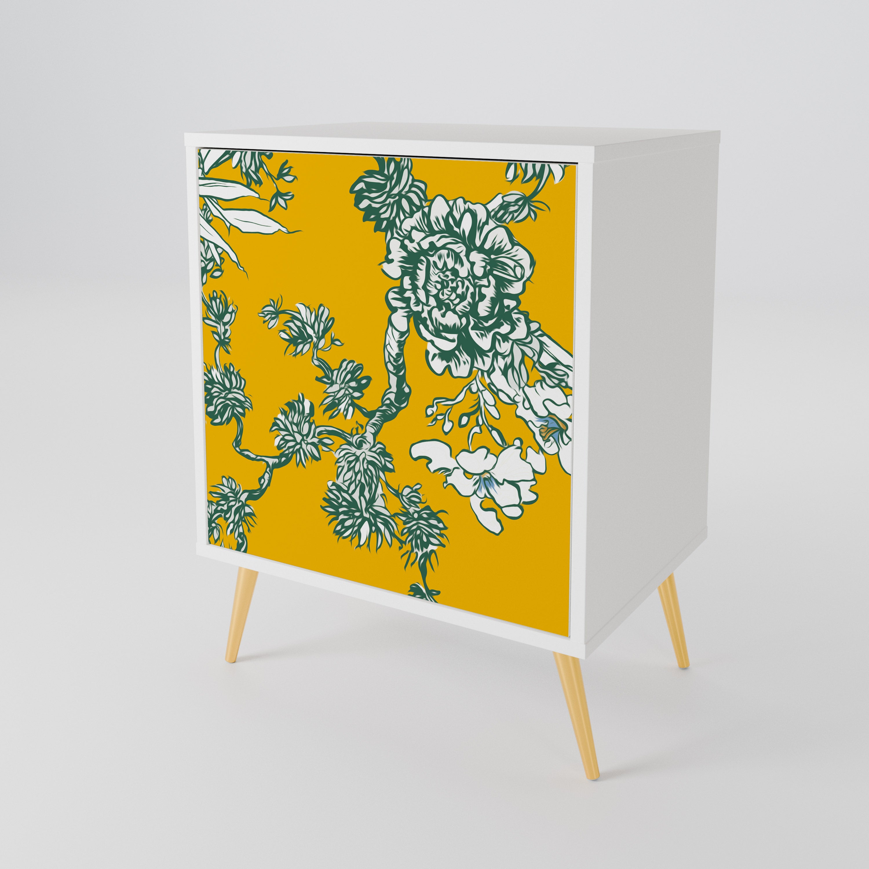 YELLOW CHINOISERIE 1-Door Sideboard
