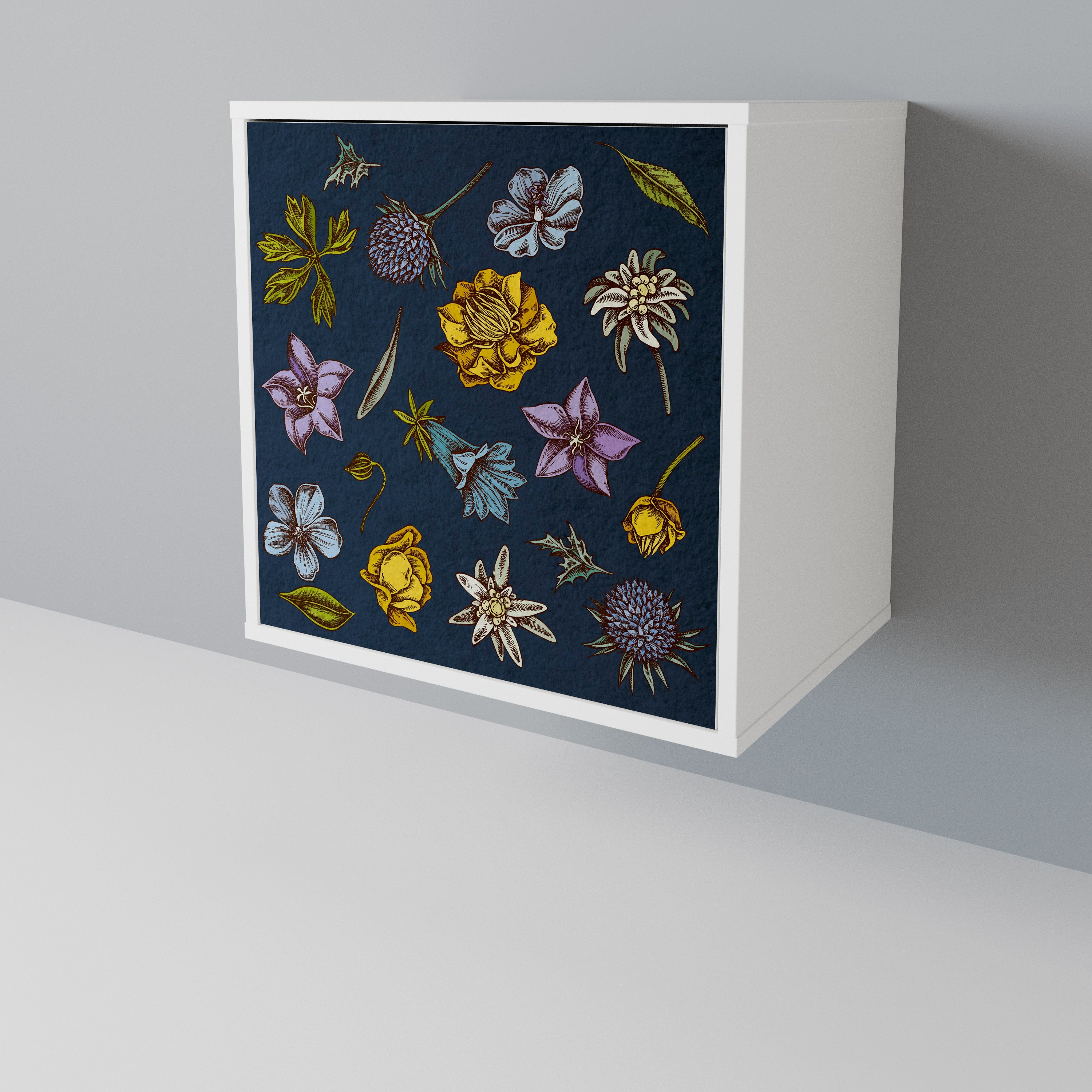 FLOWERS ON NAVY BLUE 1-Door Sideboard