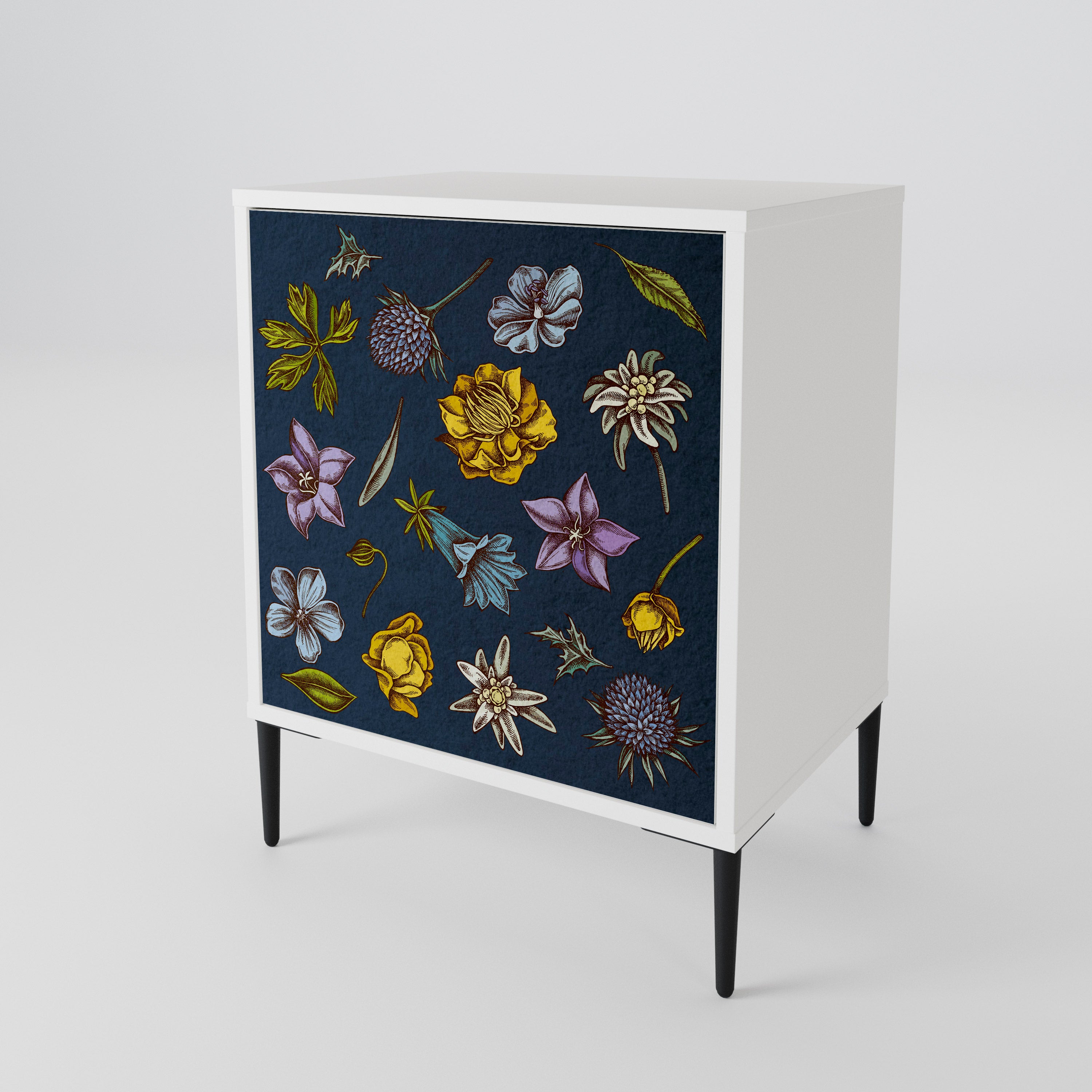 FLOWERS ON NAVY BLUE 1-Door Sideboard