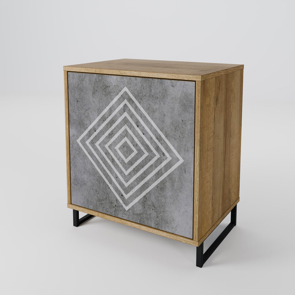 POLYGONAL ARTISTRY Sideboard mit 1 Tür in Eiche-Optik