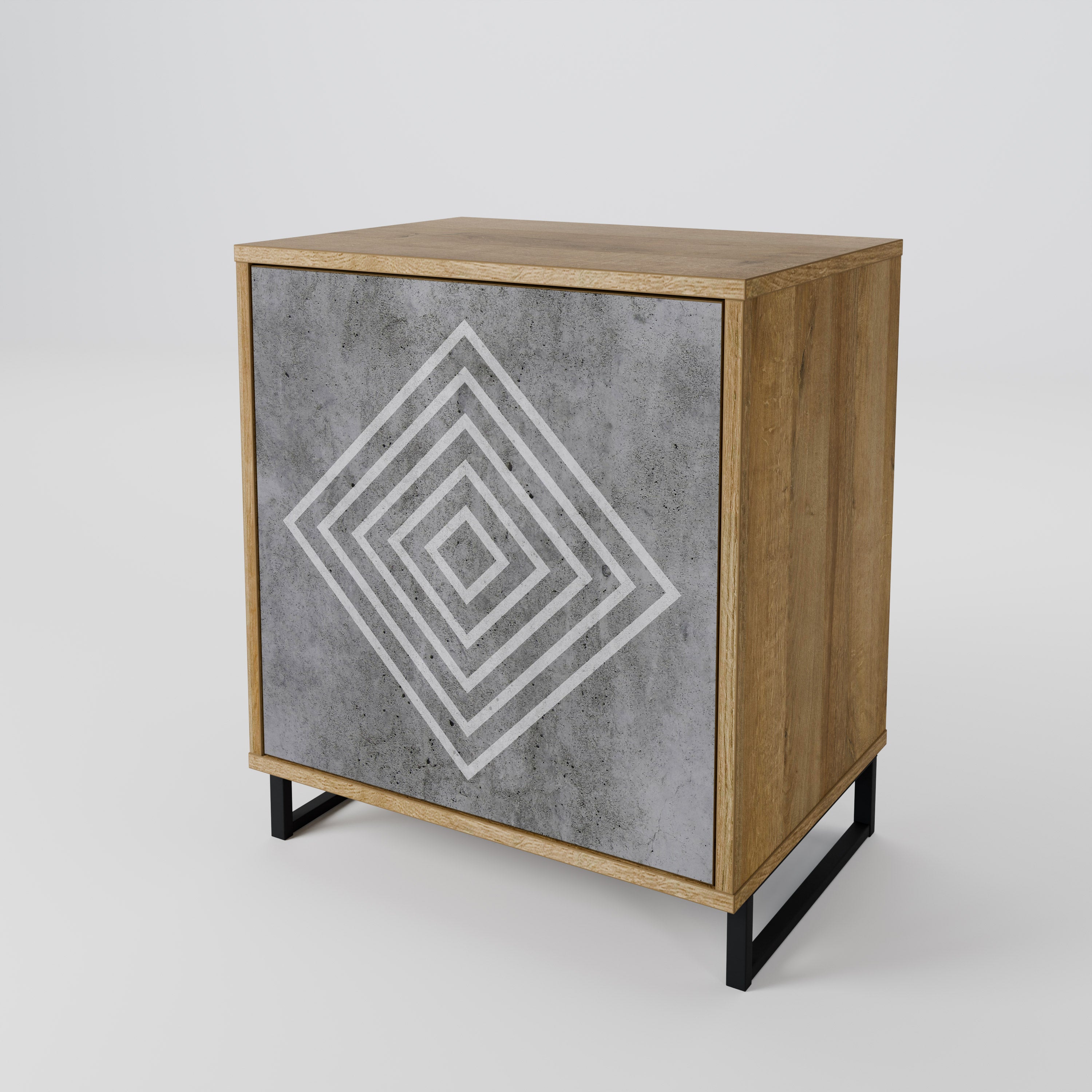 POLYGONAL ARTISTRY Sideboard mit 1 Tür in Eiche-Optik