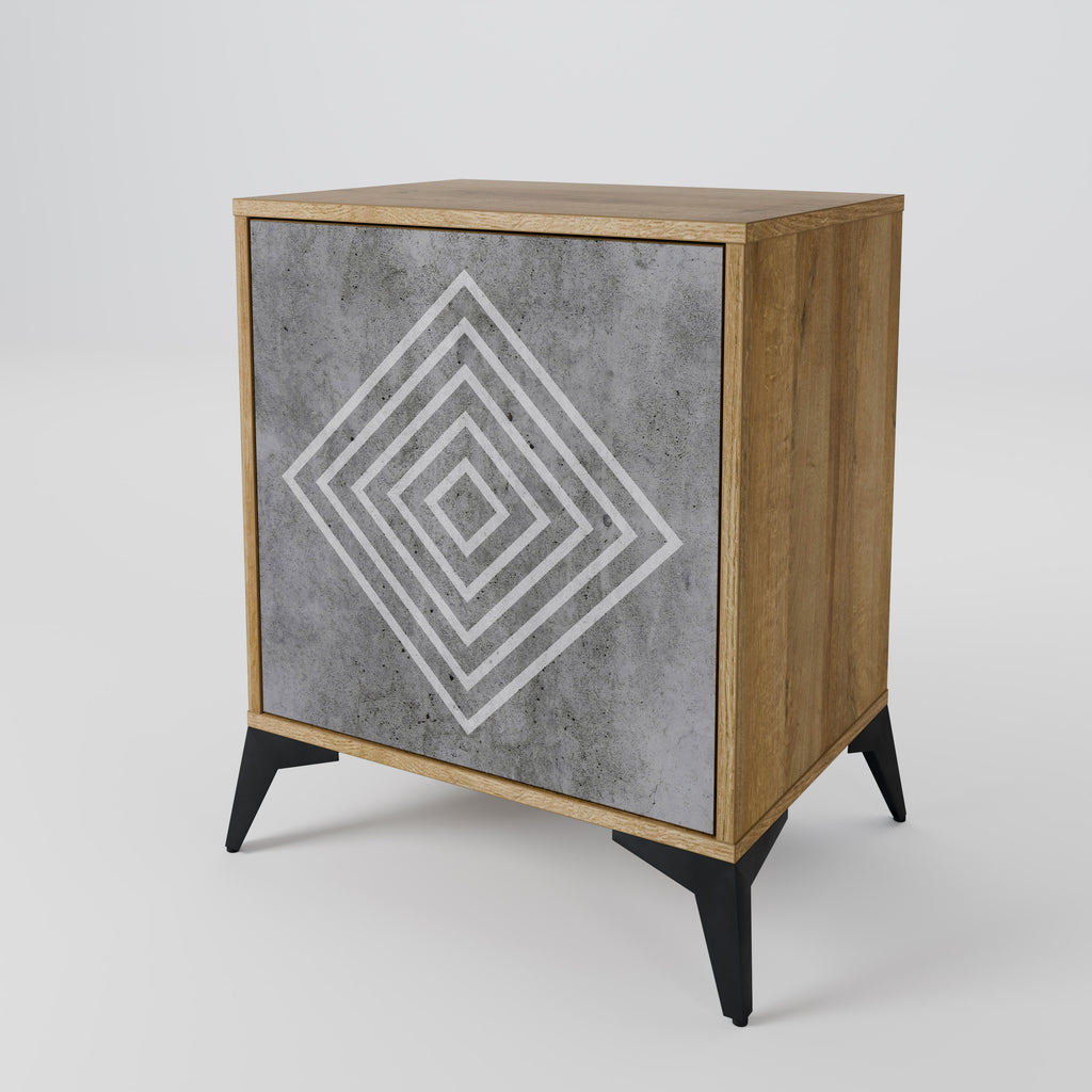 POLYGONAL ARTISTRY Sideboard mit 1 Tür in Eiche-Optik