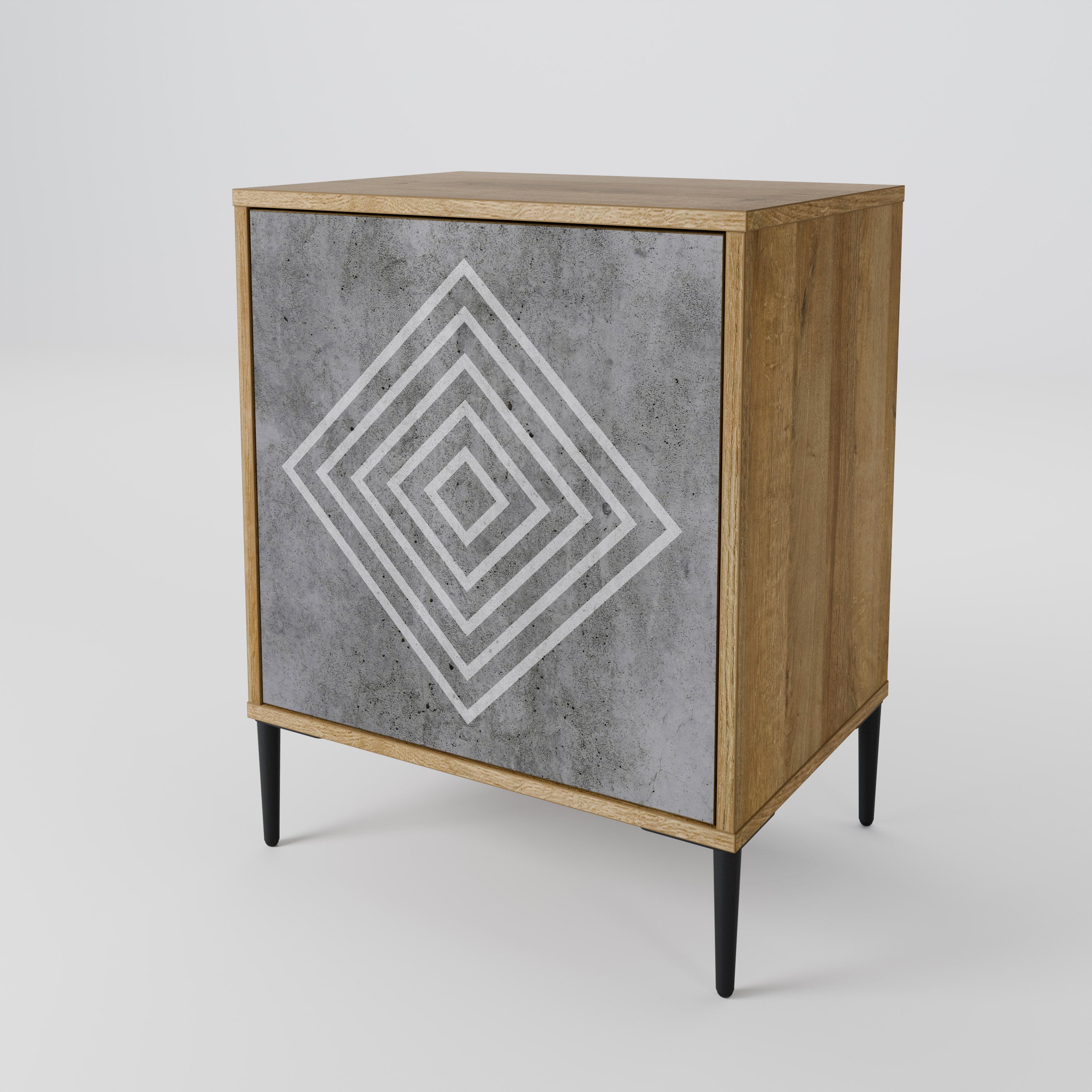 POLYGONAL ARTISTRY Sideboard mit 1 Tür in Eiche-Optik