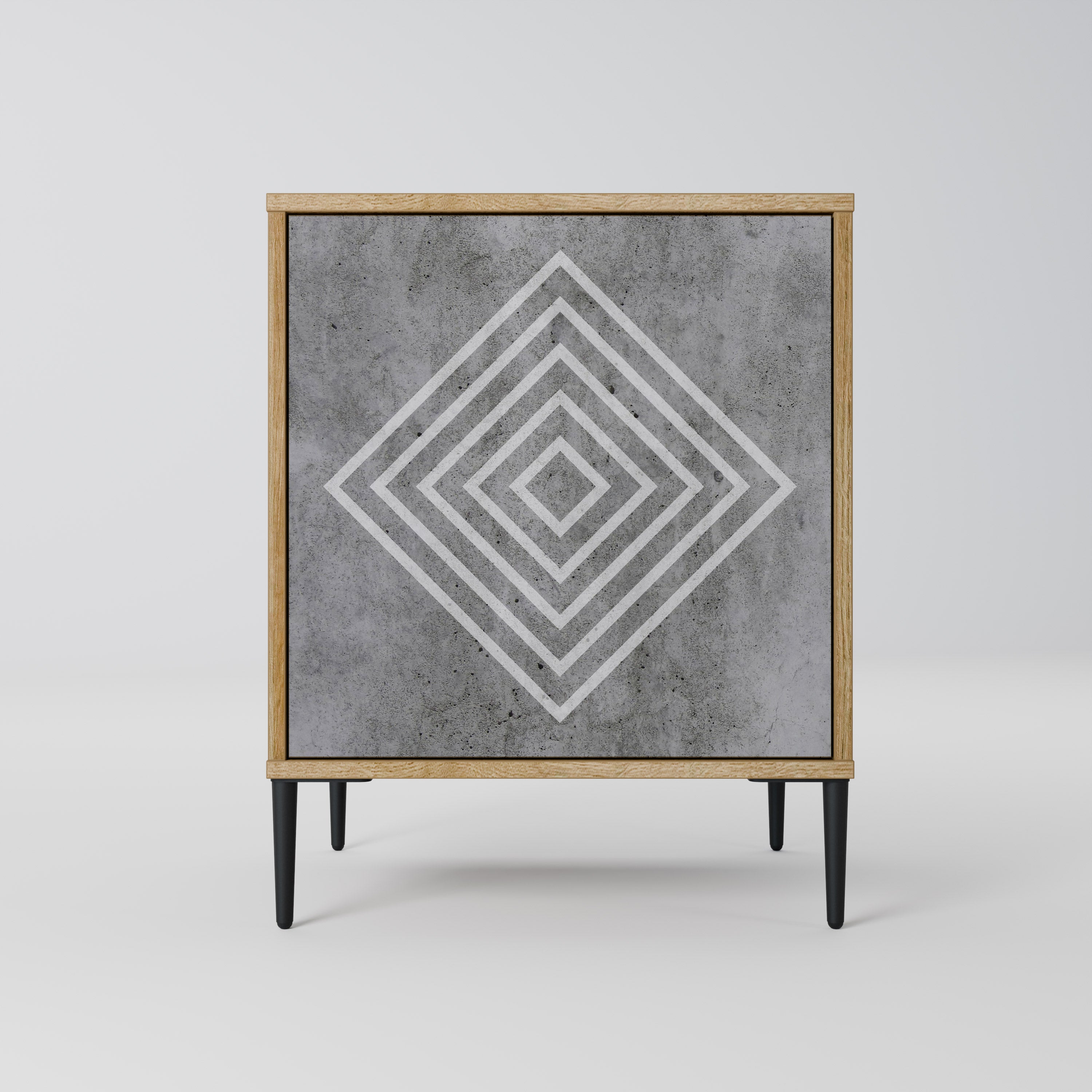 POLYGONAL ARTISTRY Sideboard mit 1 Tür in Eiche-Optik