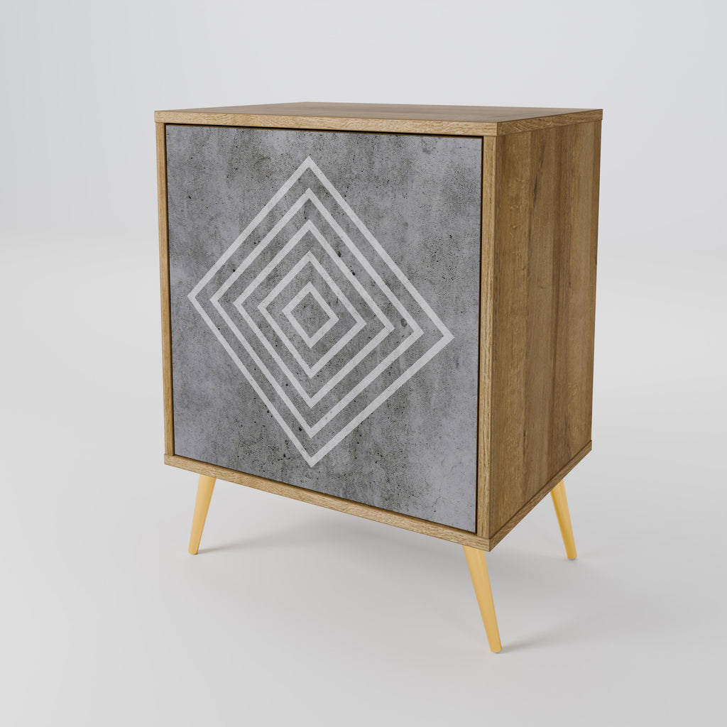 POLYGONAL ARTISTRY Sideboard mit 1 Tür in Eiche-Optik