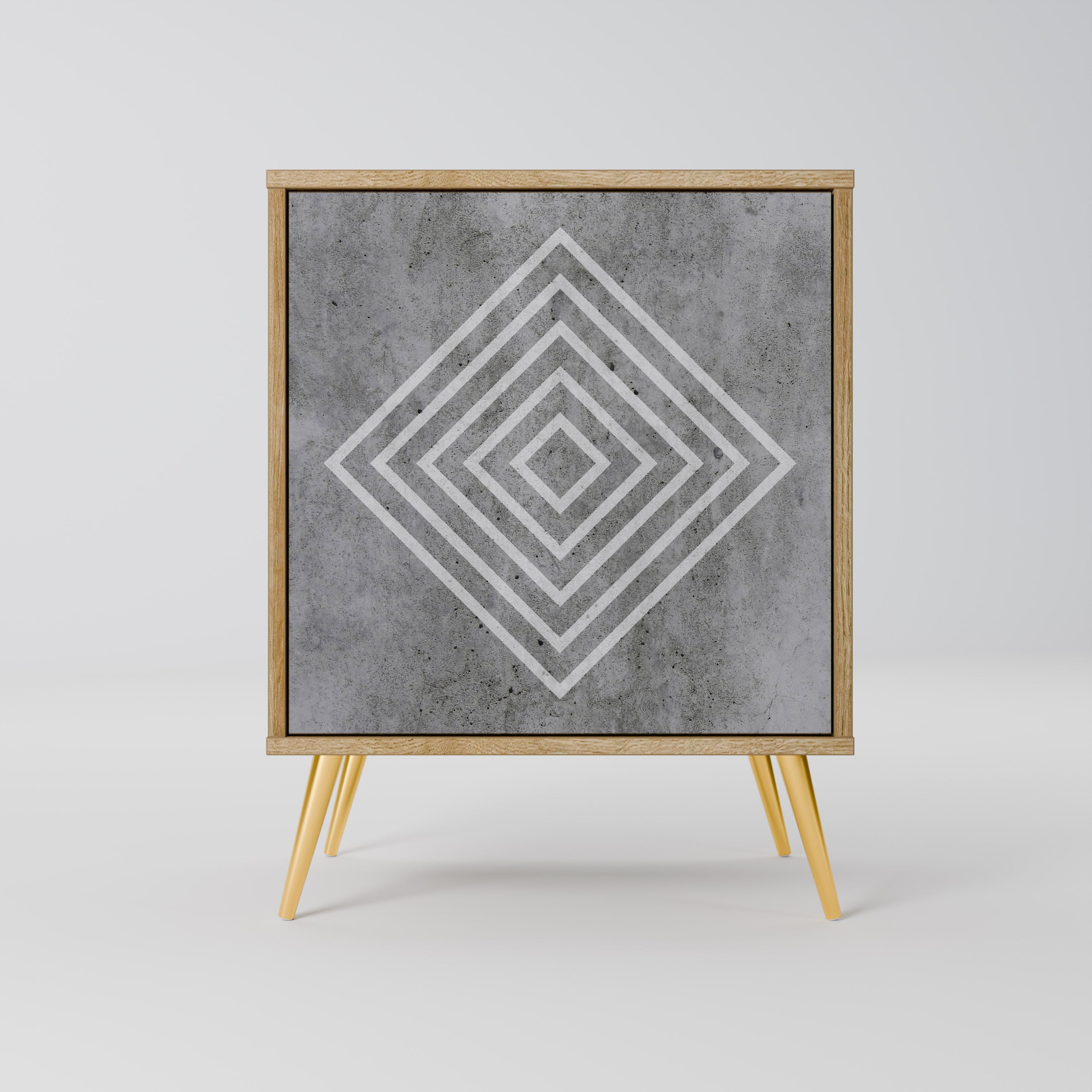 POLYGONAL ARTISTRY Sideboard mit 1 Tür in Eiche-Optik