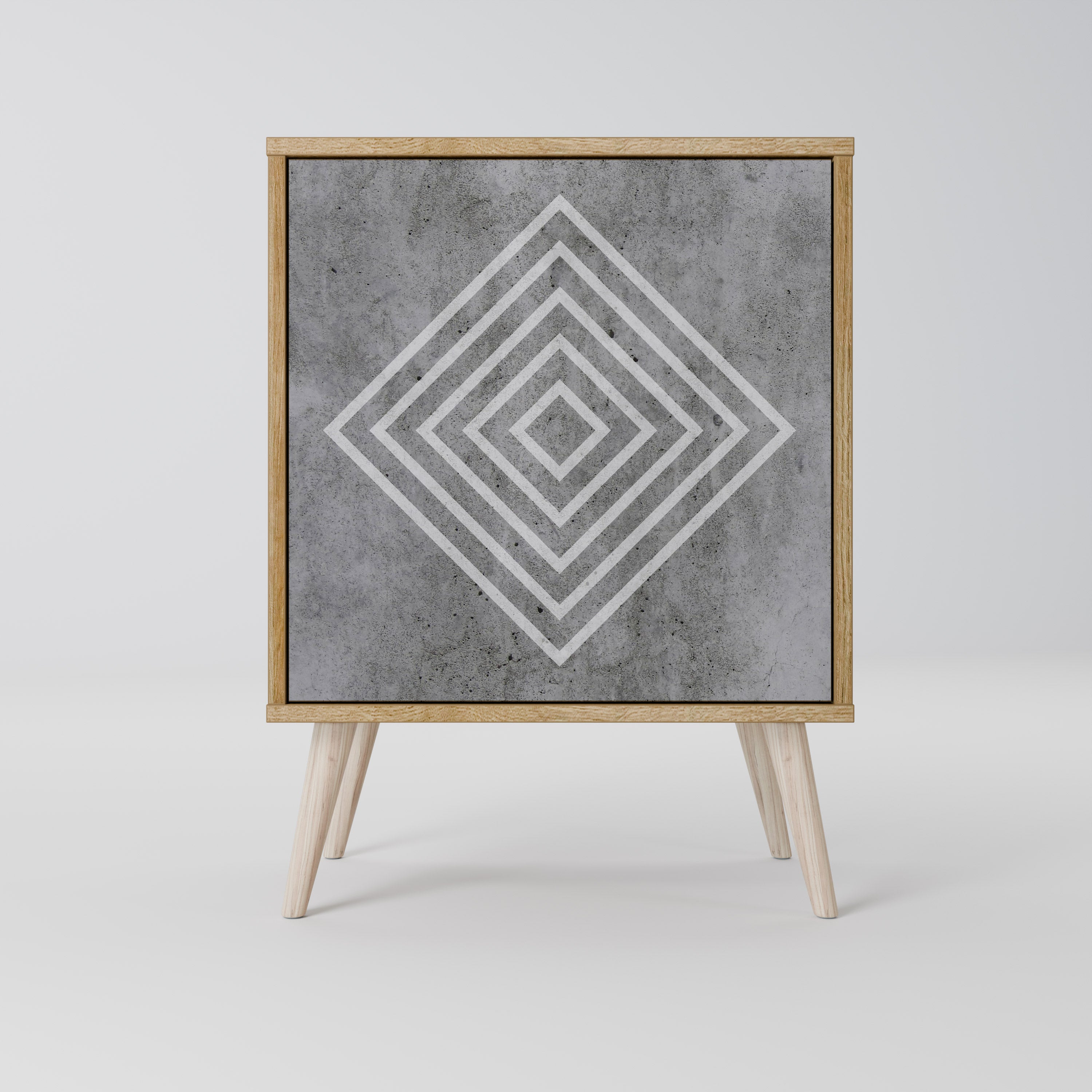 POLYGONAL ARTISTRY Sideboard mit 1 Tür in Eiche-Optik