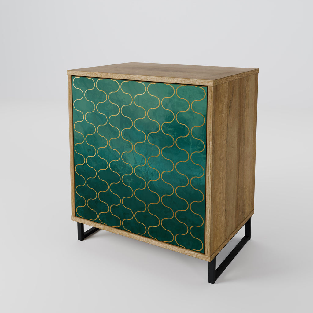 TESSELATED GREENERY Sideboard mit 1 Tür in Eiche-Optik