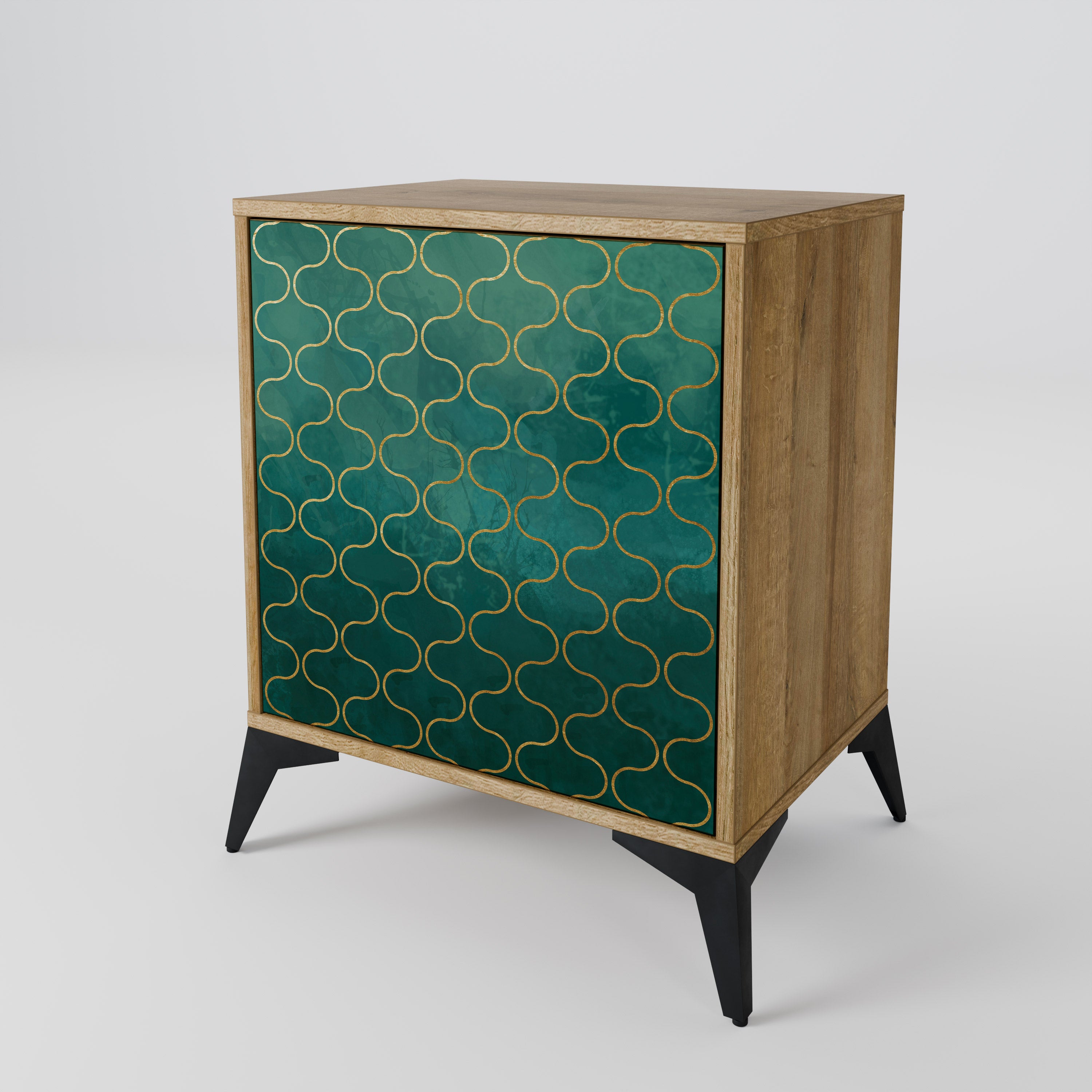 TESSELATED GREENERY Sideboard mit 1 Tür in Eiche-Optik