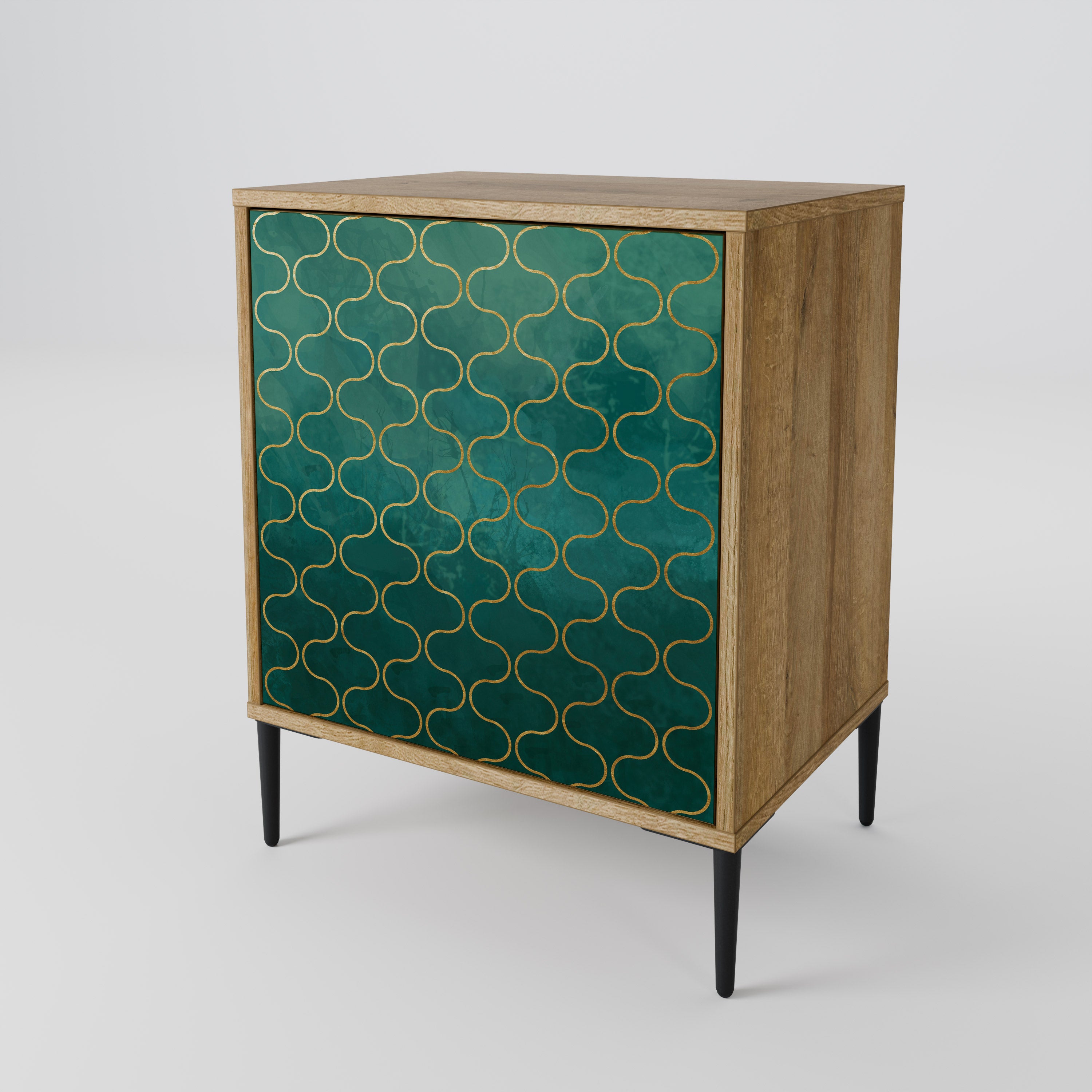 TESSELATED GREENERY Sideboard mit 1 Tür in Eiche-Optik