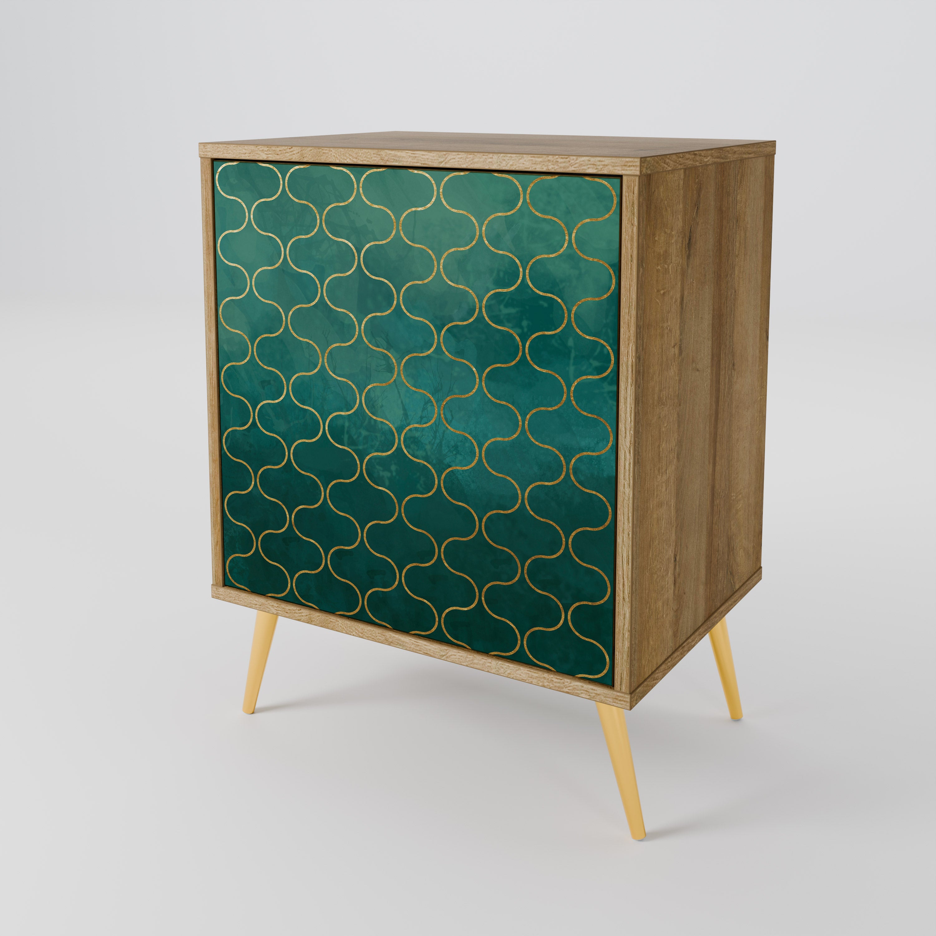 TESSELATED GREENERY Sideboard mit 1 Tür in Eiche-Optik