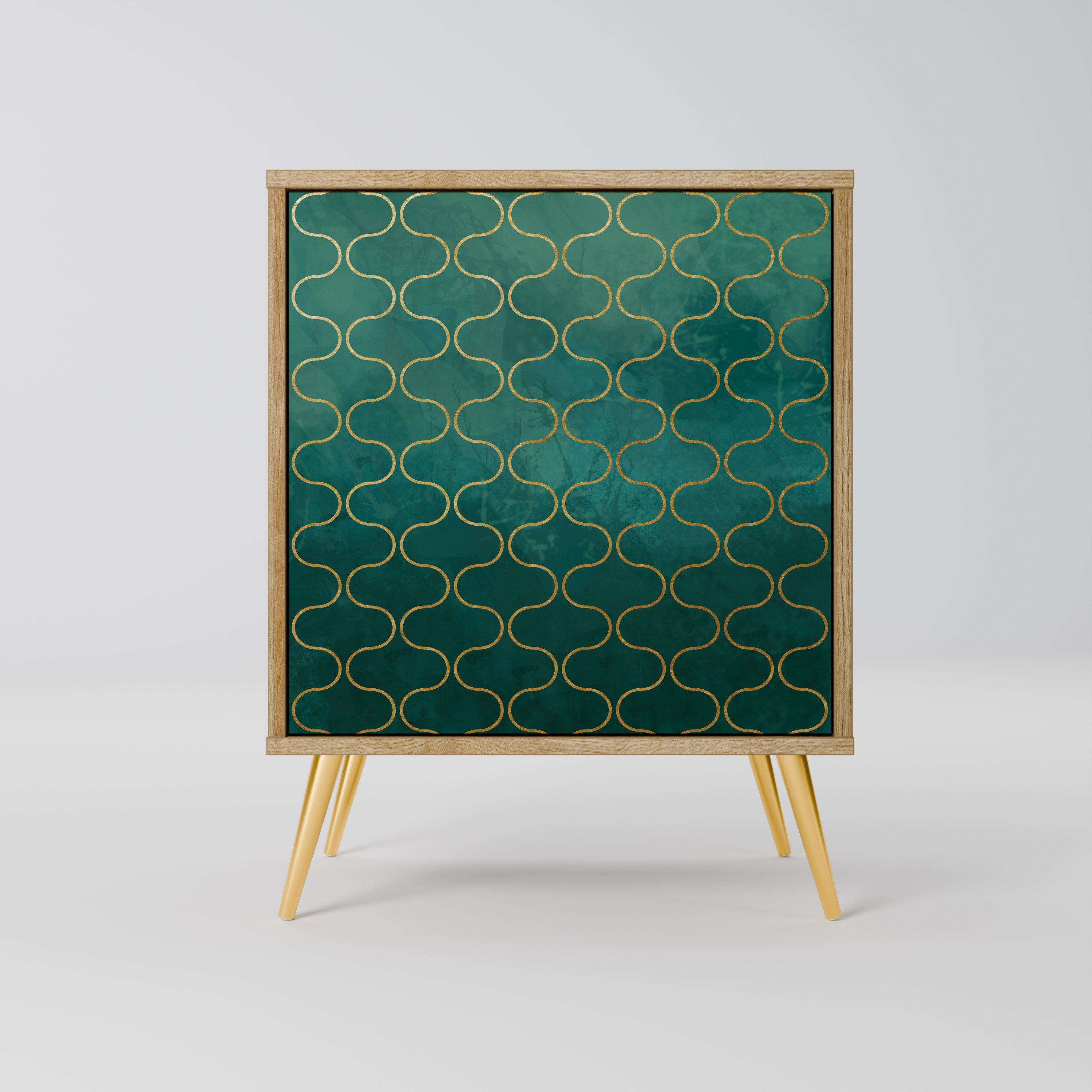 TESSELATED GREENERY Sideboard mit 1 Tür in Eiche-Optik