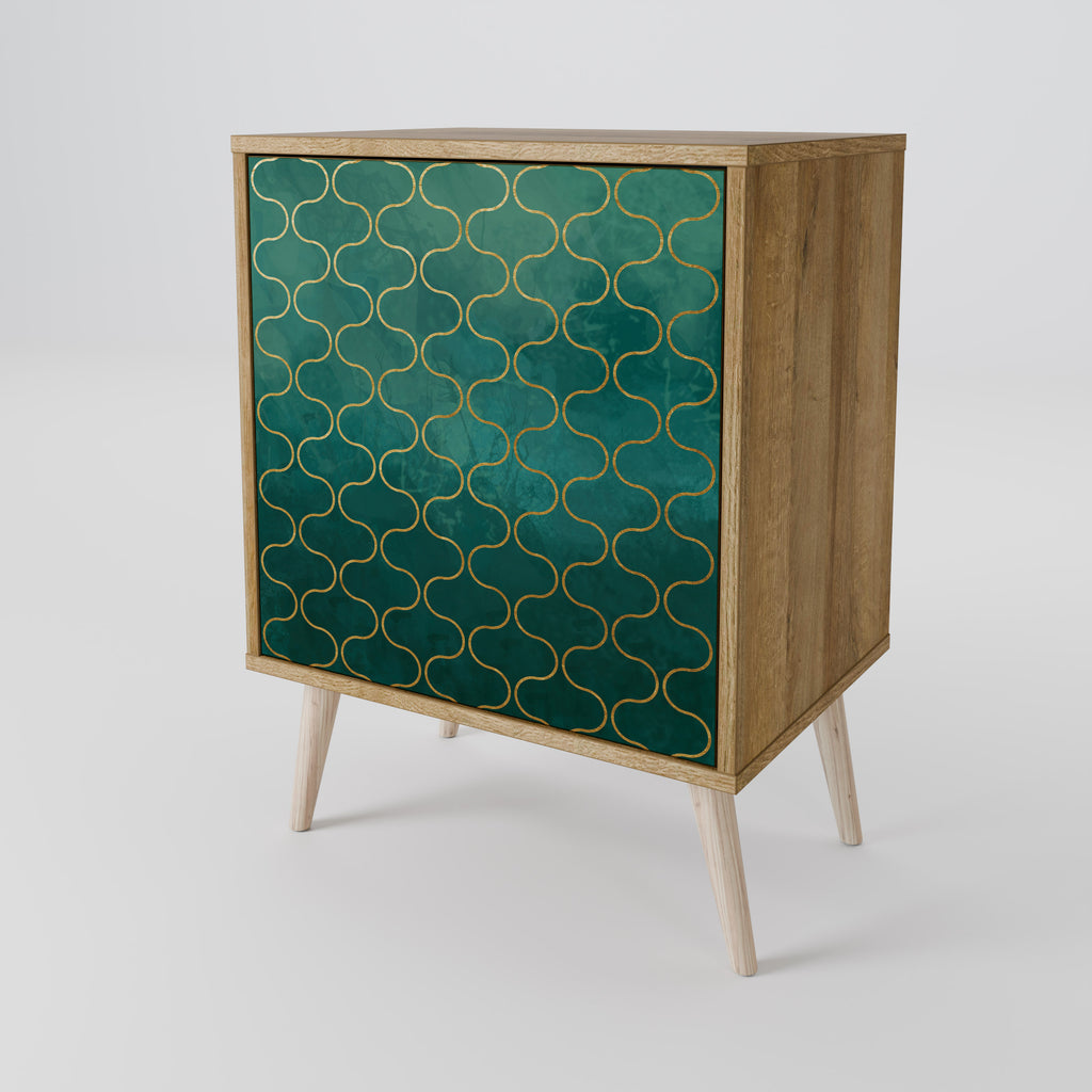 TESSELATED GREENERY Sideboard mit 1 Tür in Eiche-Optik