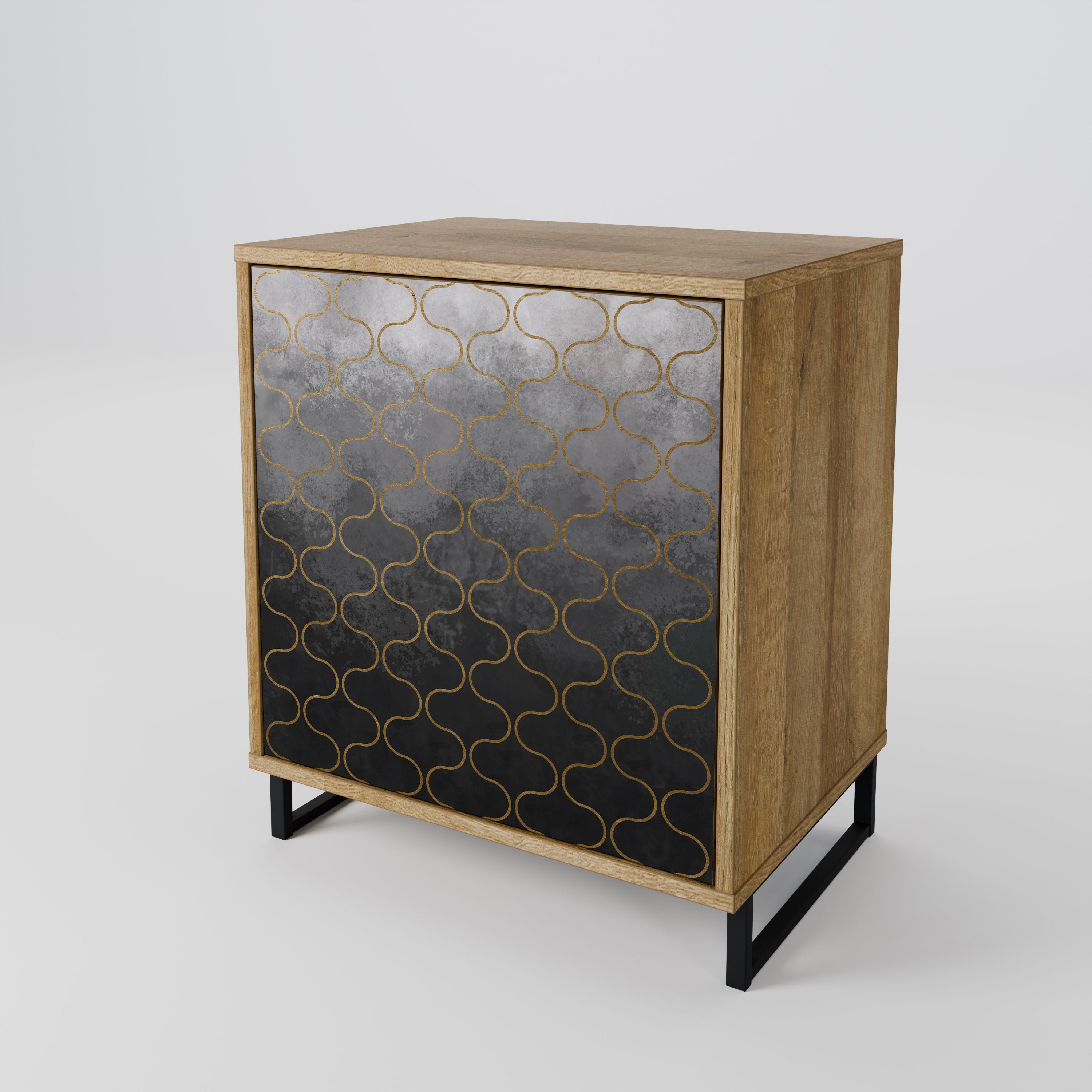 TESSELATED GRAYISH Sideboard mit 1 Tür in Eiche-Optik